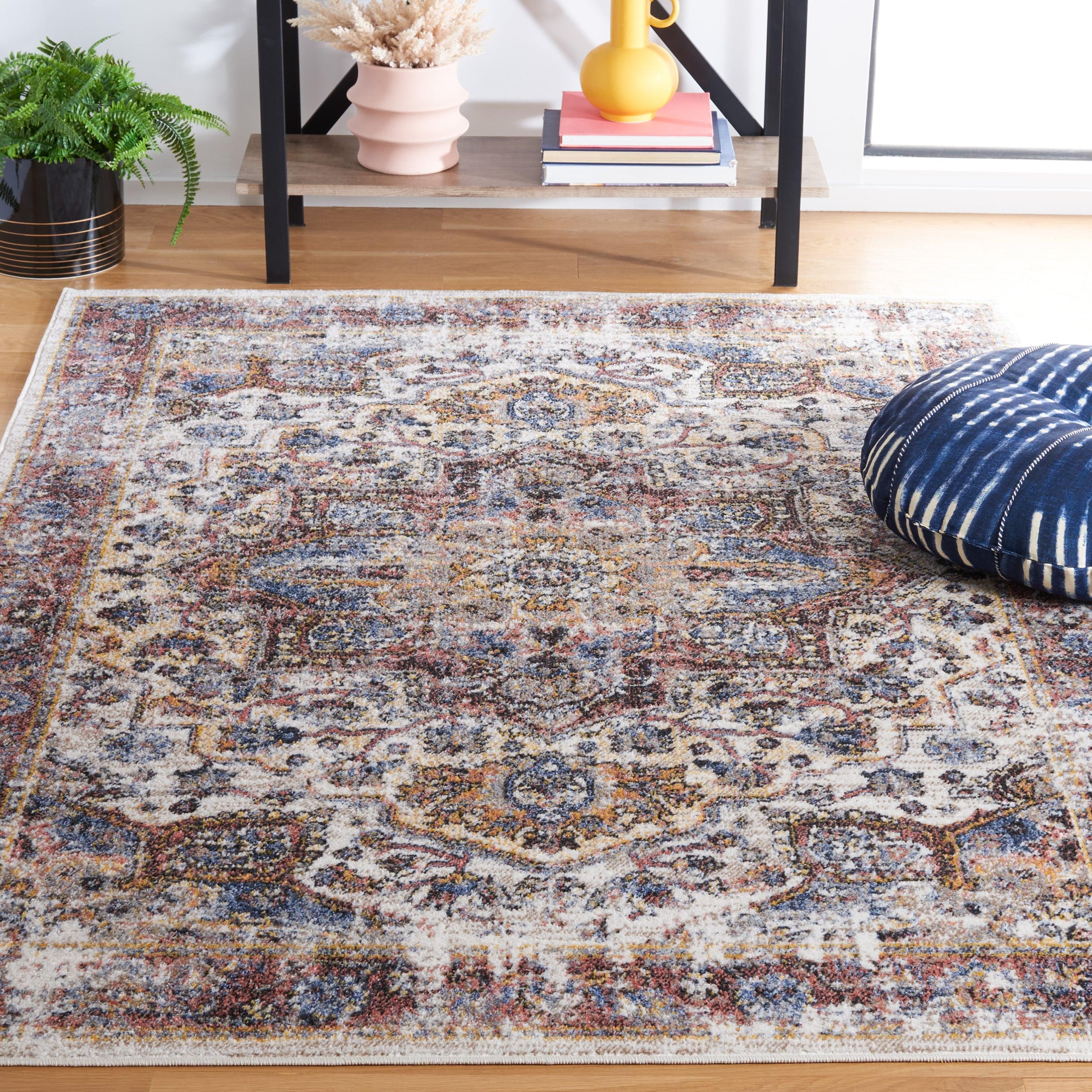 Astoria ASA402 Power Loomed Area Rug - Ivory/Blue Rust - 8'x10' - Safavieh.