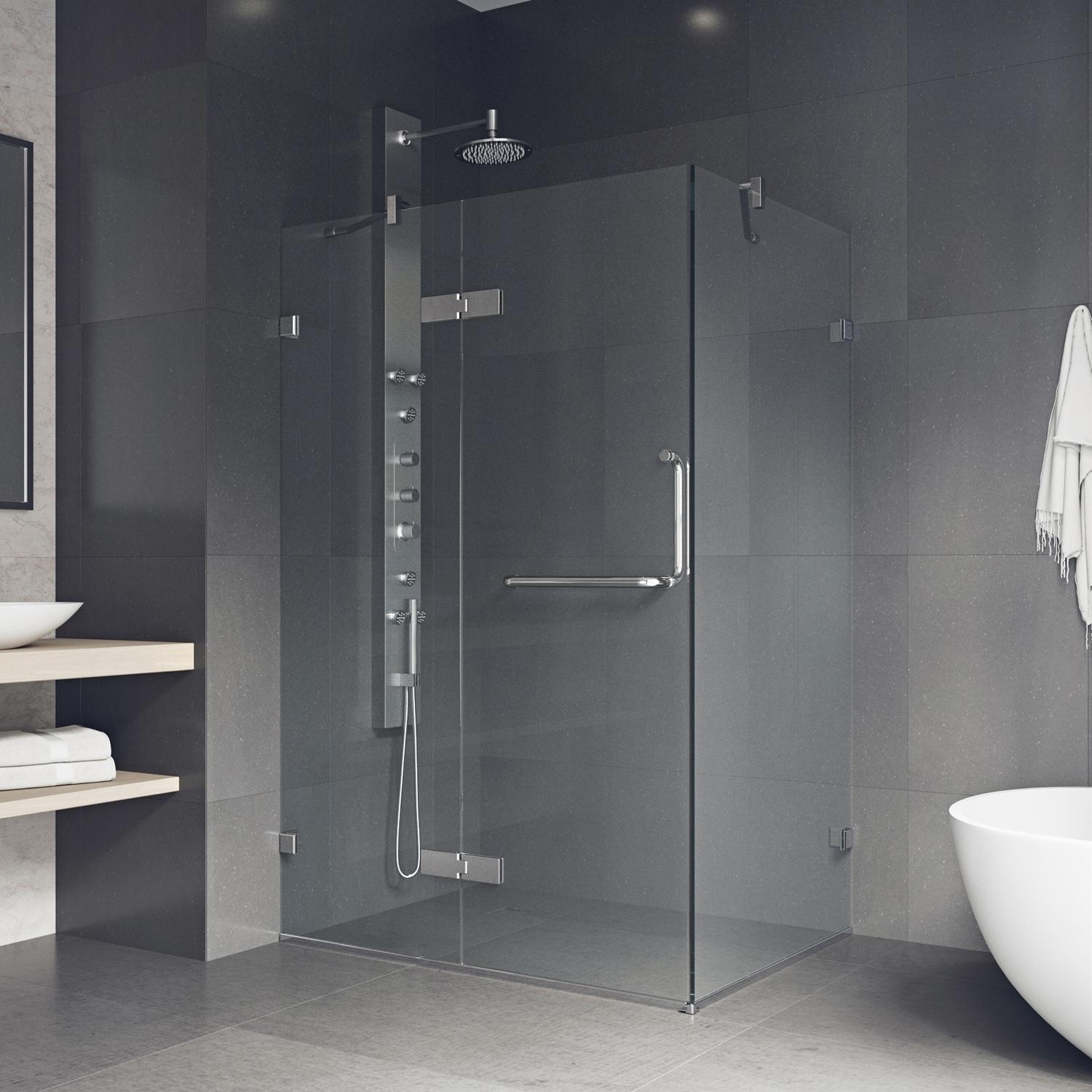 VIGO Monteray 46" W x 30" D x 73" H Hinged Frameless Shower Enclosure with 3/8  Clear Glass VG6011CHCL48