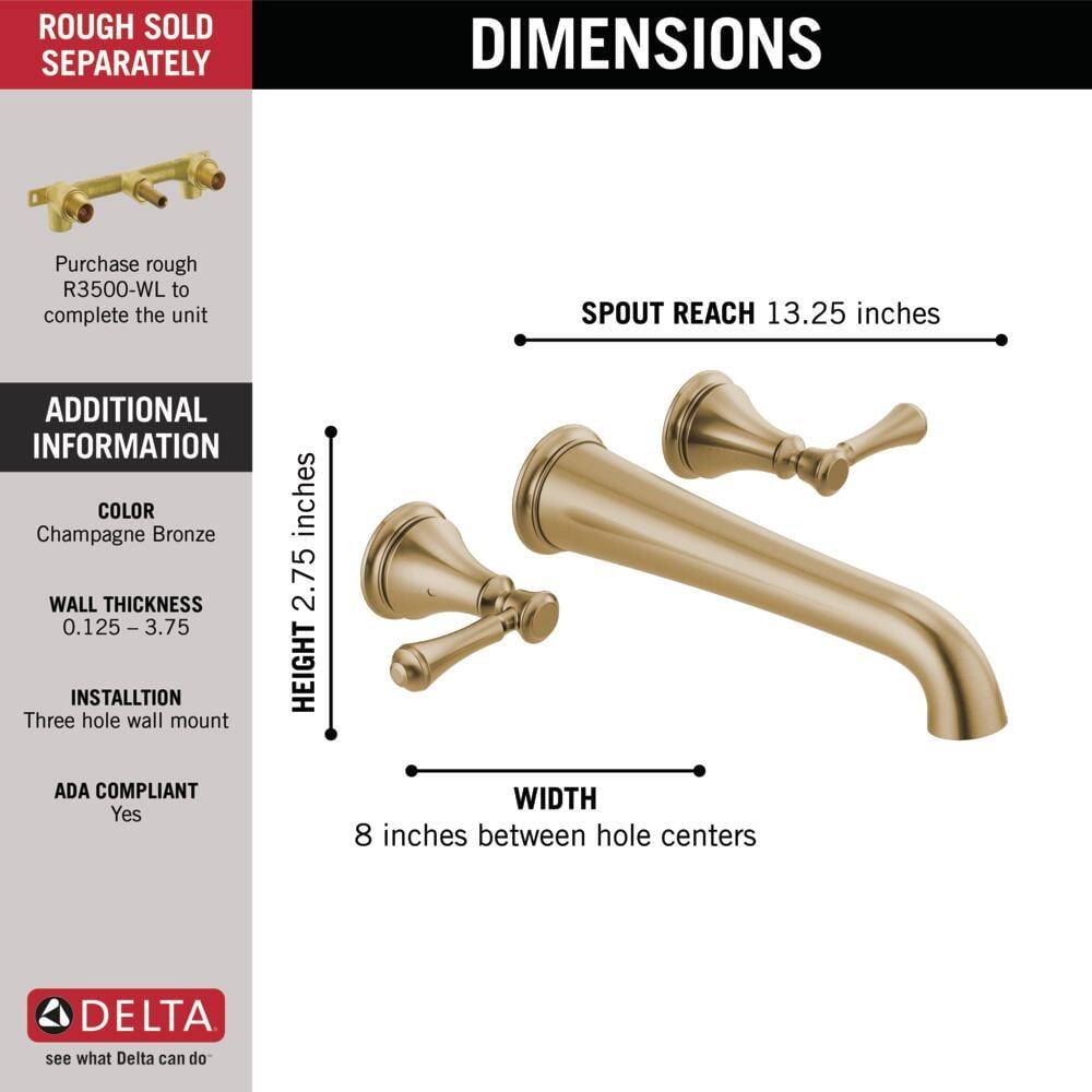 Delta Cassidy Wall Mounted Tub Filler, Champagne Bronze
