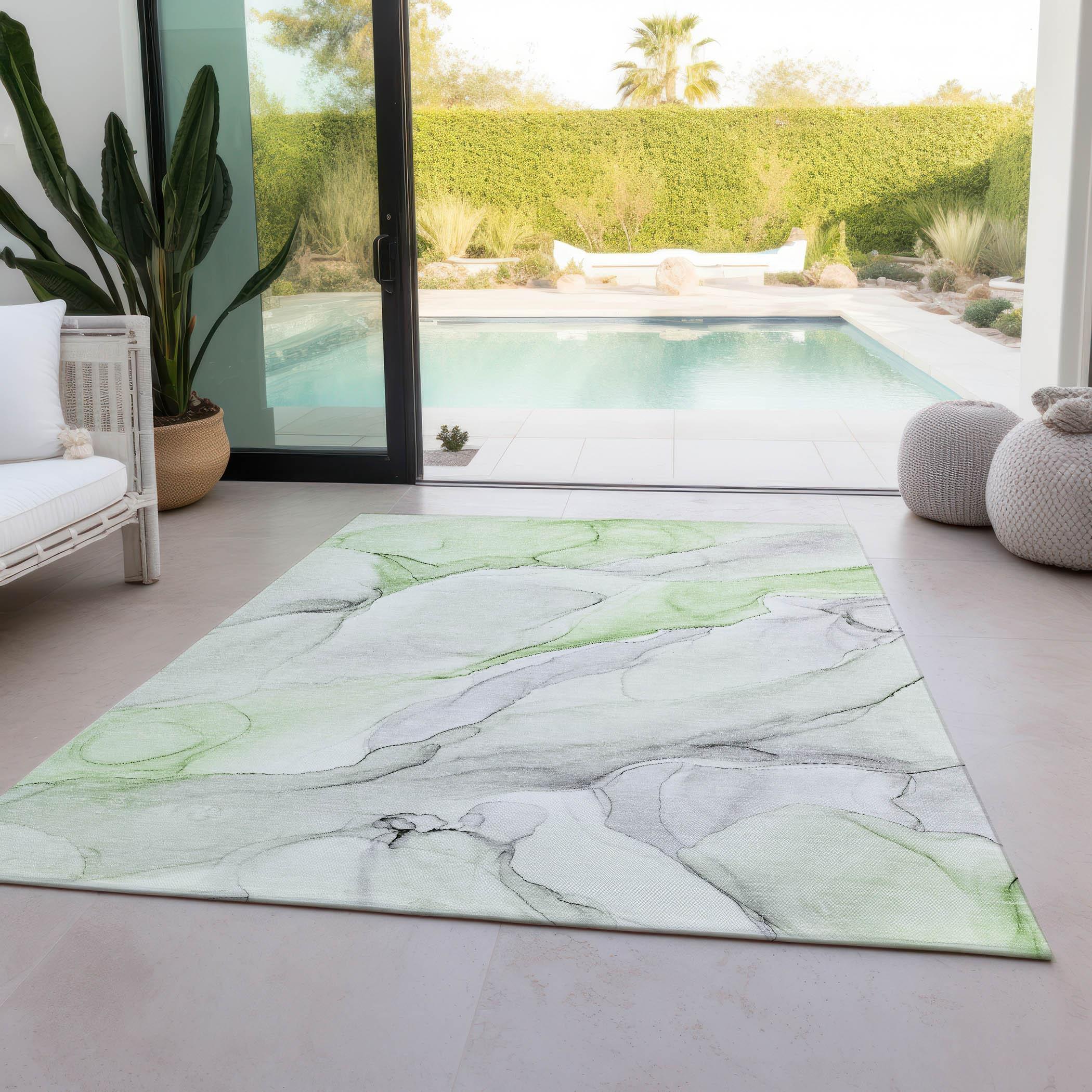 Addison Rugs Chantille ACN515GE 8 x 10 (ft) Polyester Green Rectangular Indoor/Outdoor Geometric Machine washable Area rug