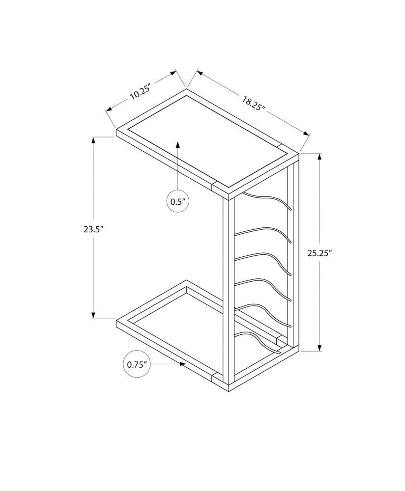 Accent Table C-shaped End Side Snack Living Room Bedroom Metal Grey