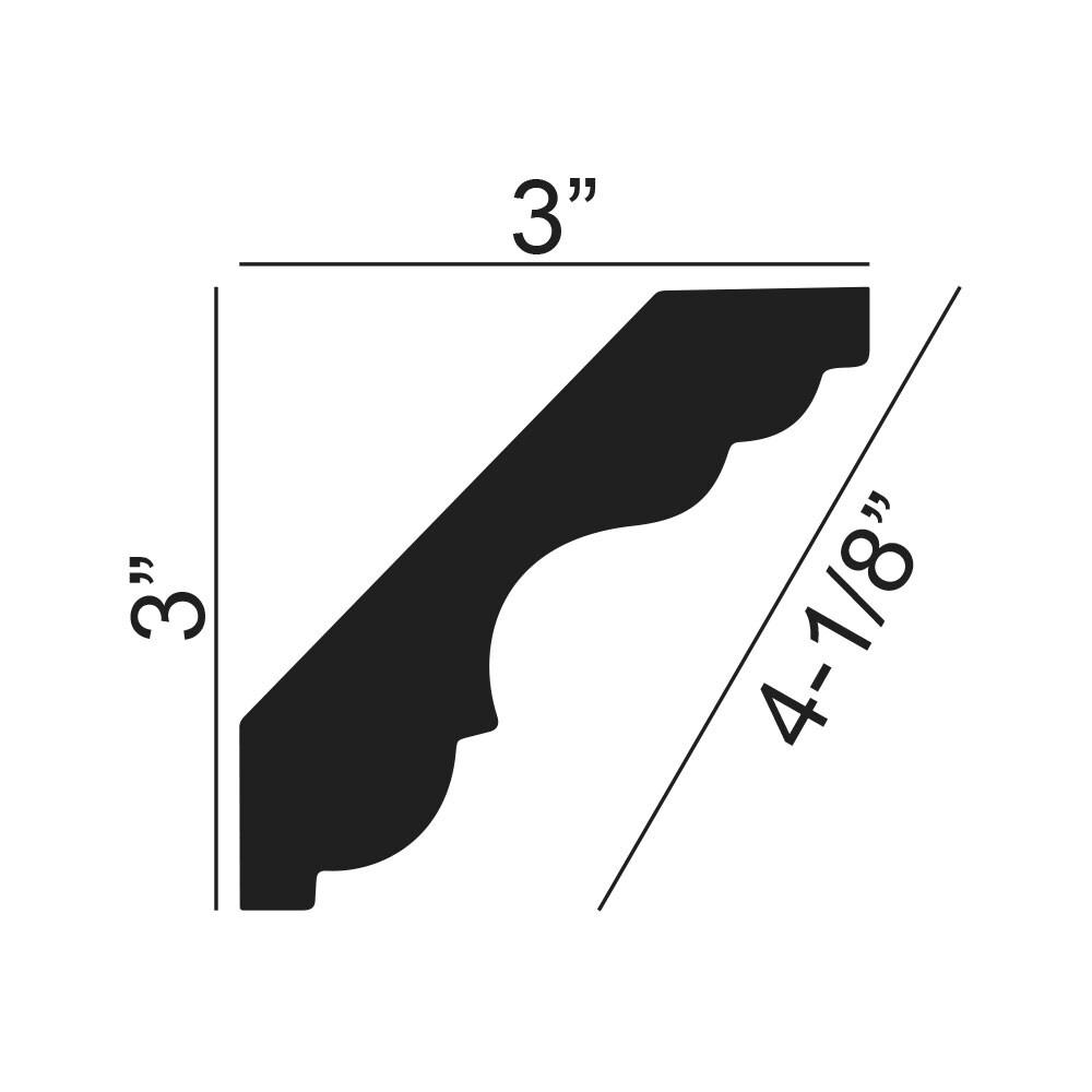 3 in x 3 in x 94-1/2 in Plain Polyurethane Crown Moulding Pro Pack 47 LF (Set of 6)