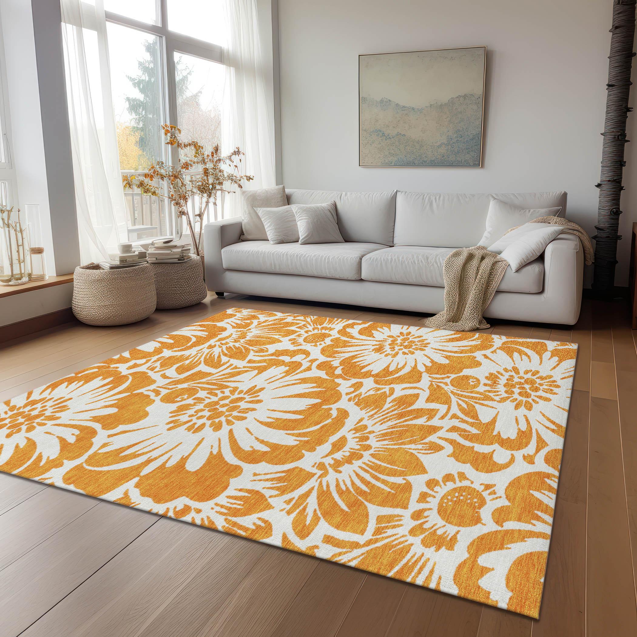 Addison Rugs Chantille ACN551 Orange 2'6" x 3'10" Indoor Outdoor Area Rug, Easy Clean, Machine Washable, Non Shedding, Bedroom, Living Room, Dining Room, Kitchen, Patio Rug