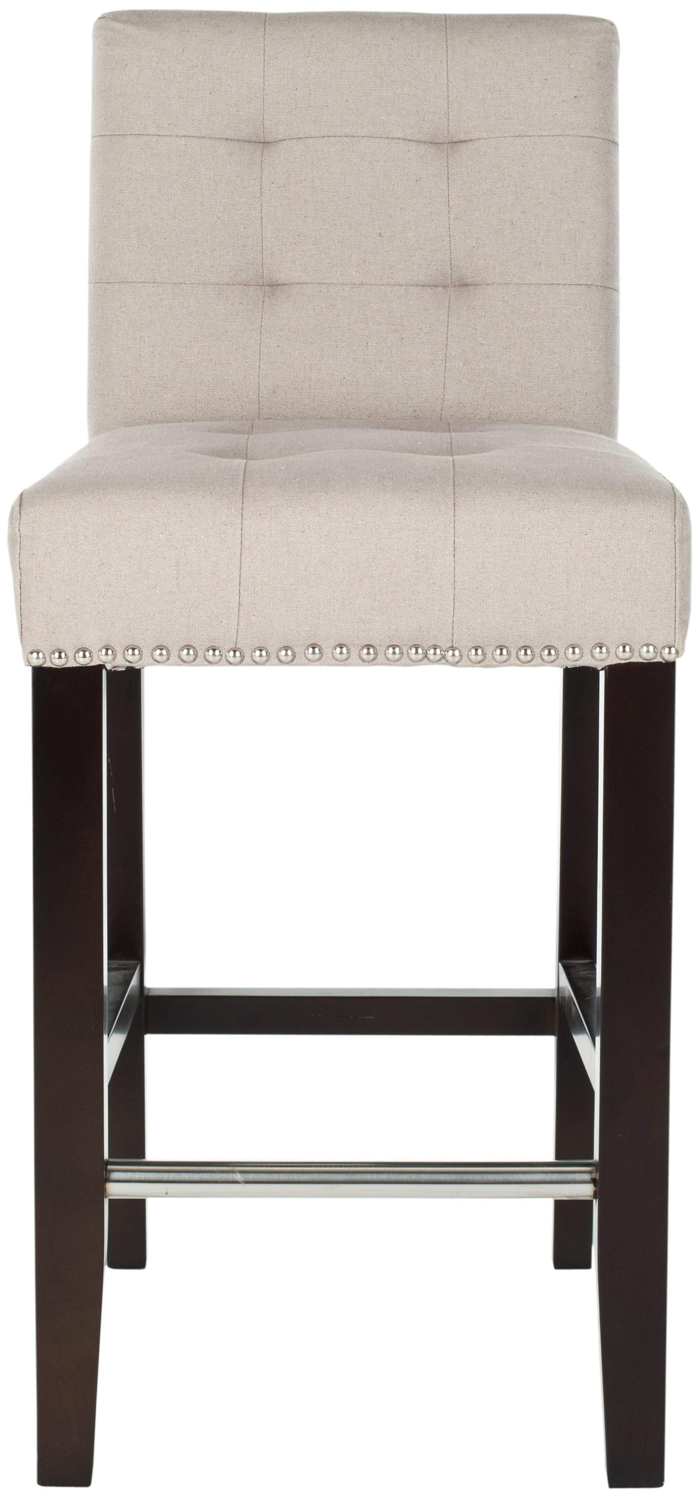 Thompson 23.9" Linen Counter Stool W/ Silver Nailheads - Taupe - Safavieh