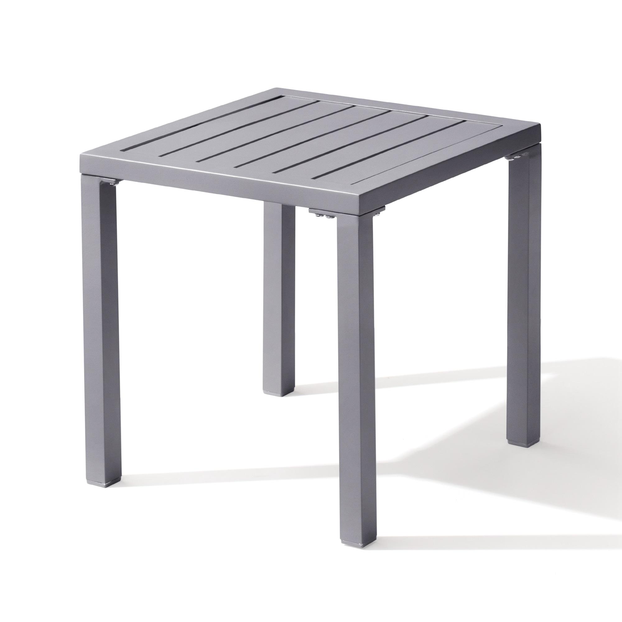 Crestlive Products Outdoor Aluminum End Table Square Patio Side Table - 15.7" L x 15.7" W x 15.9" H 1-Piece, Light Gray