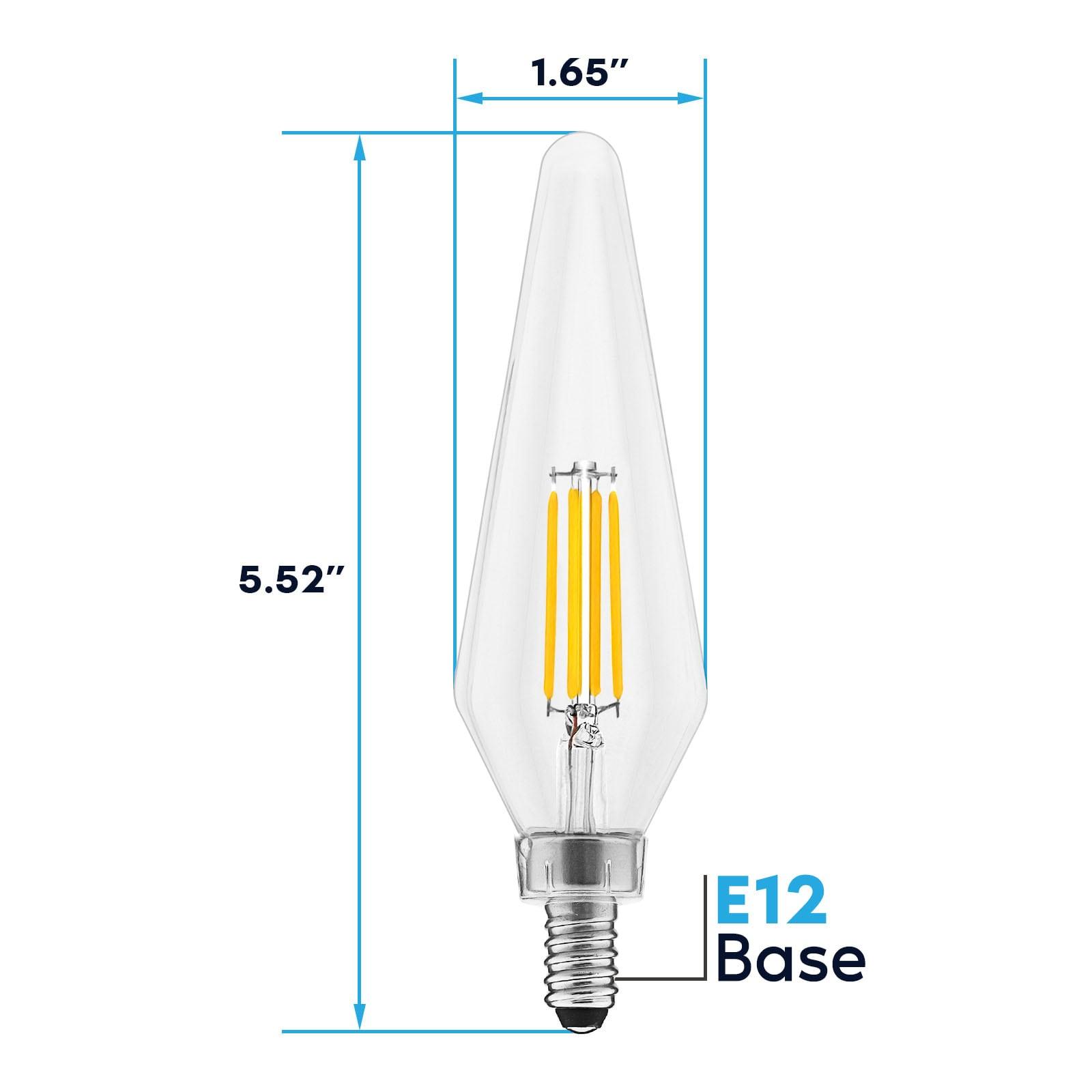 Luxrite E12 Candelabra LED Light Bulbs, 2700K, Dimmable, 4.5W, 500 Lumens, HX10.5 Glass, Wet Rated, UL Listed 6 Pack