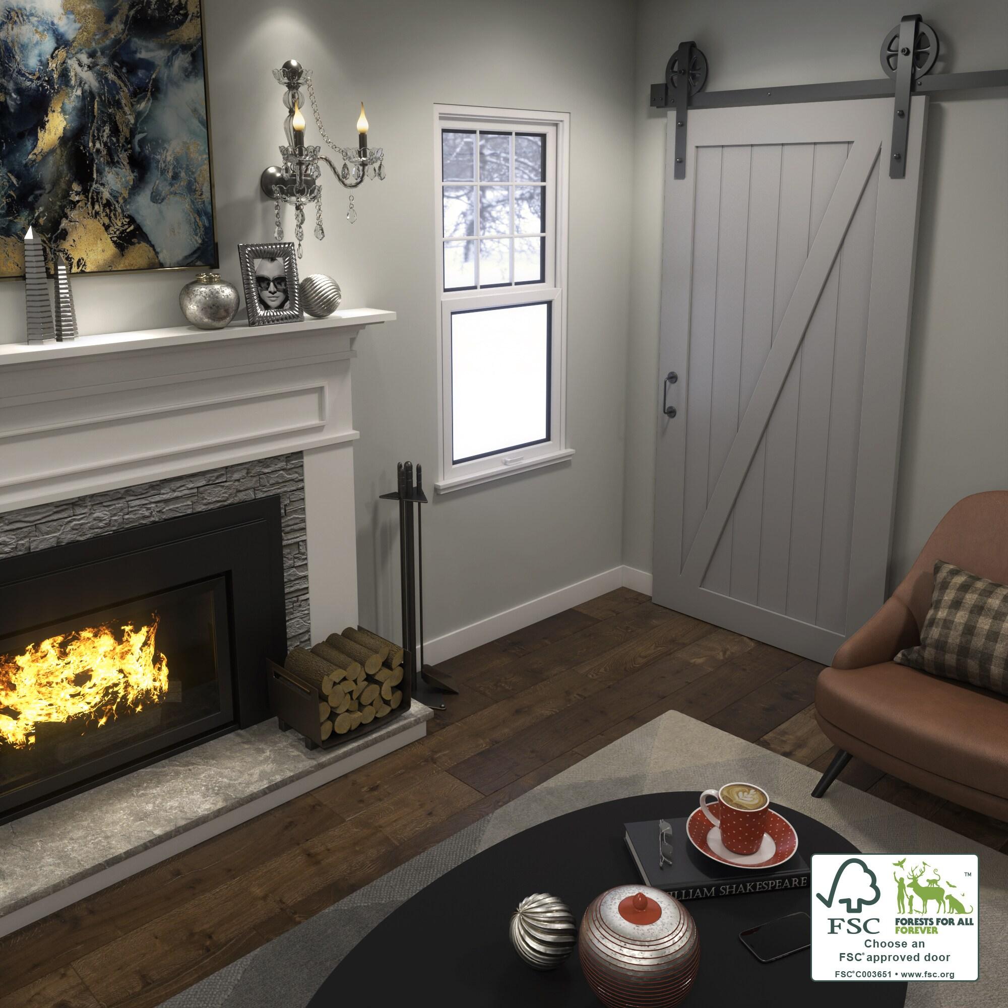 36 in. x 84 in. Z-Shape Solid Core Grey Finished Interior Barn Door Slab