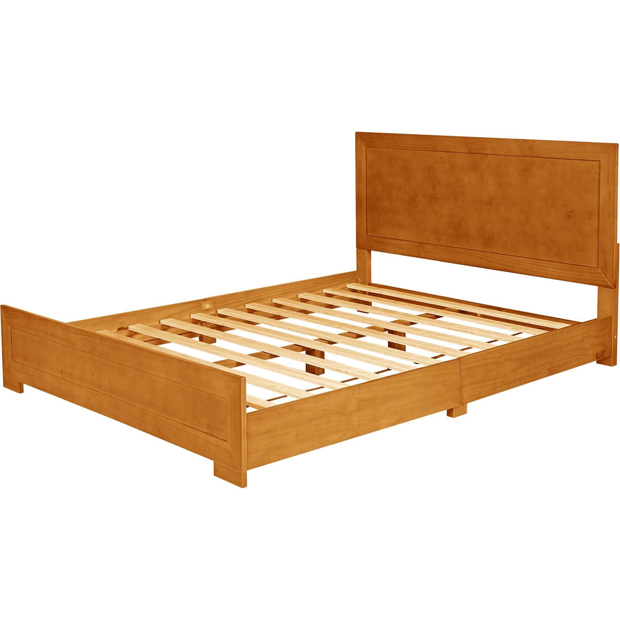 Camden Isle Oxford Platform Bed | Paneled Headboard | Low Profile | King, Oak