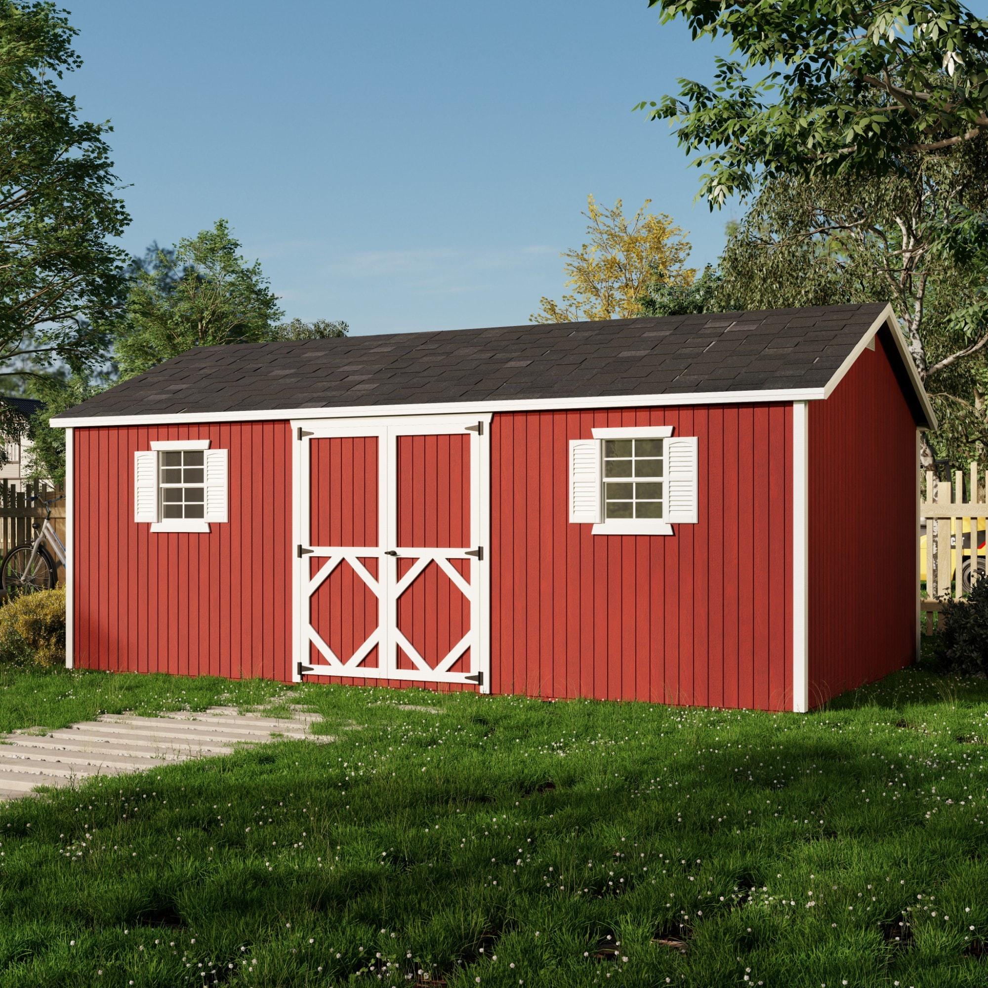 Little Cottage Co. 12x20 Classic Workshop Shed with Operable Windows and Floor, Outdoor Wood Storage Do-It-Yourself Precut Kit