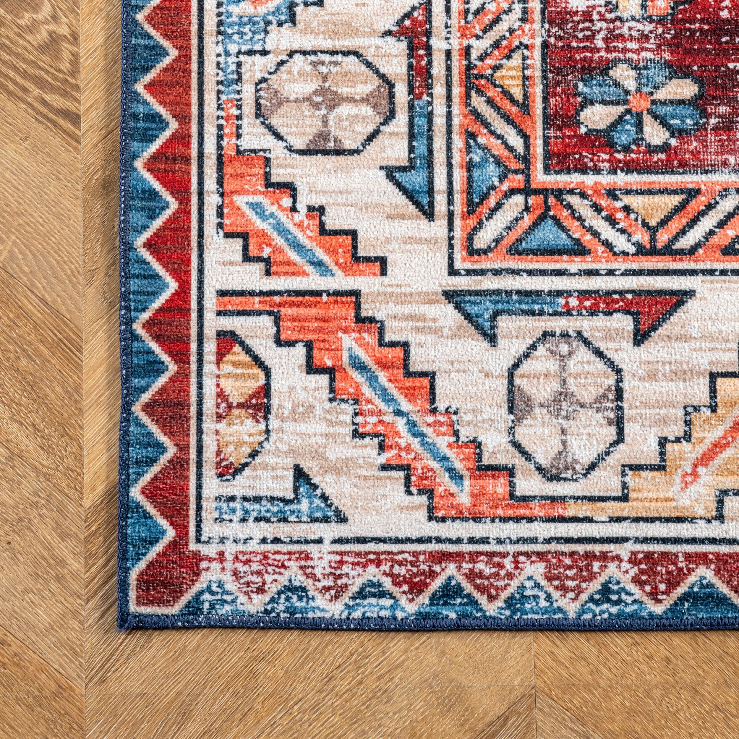 Nuloom Marli Pet Friendly Machine Washable Faded Medallion Area Rug, 5' x 8', Rust