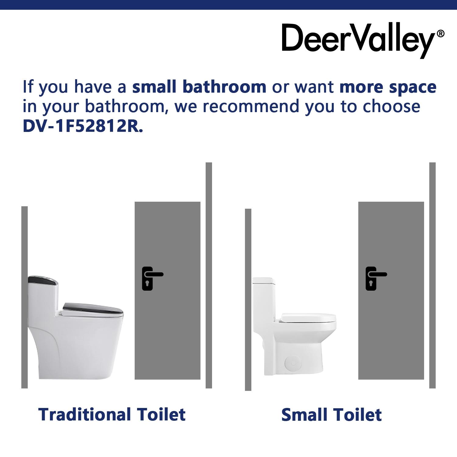 DeerValley Liberty Compact Toilets One-Piece Toilet With High-Efficiency Flush Round Toilet for Space-Saving Floor Mounted (Seat Included)