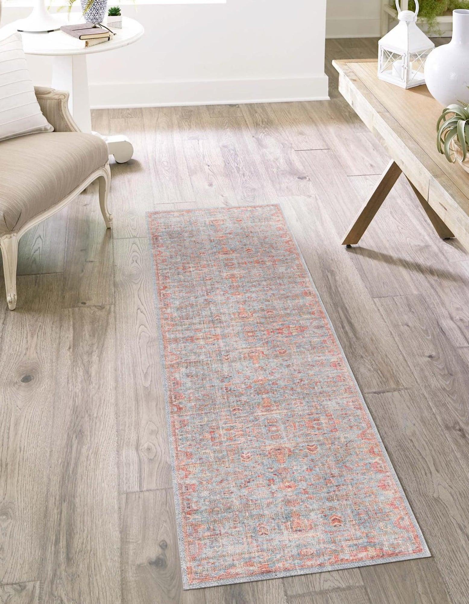 Unique Loom 2' 7 x 12' 0 Nostalgia Olivia Machine Washable Antique Blue Area Rug