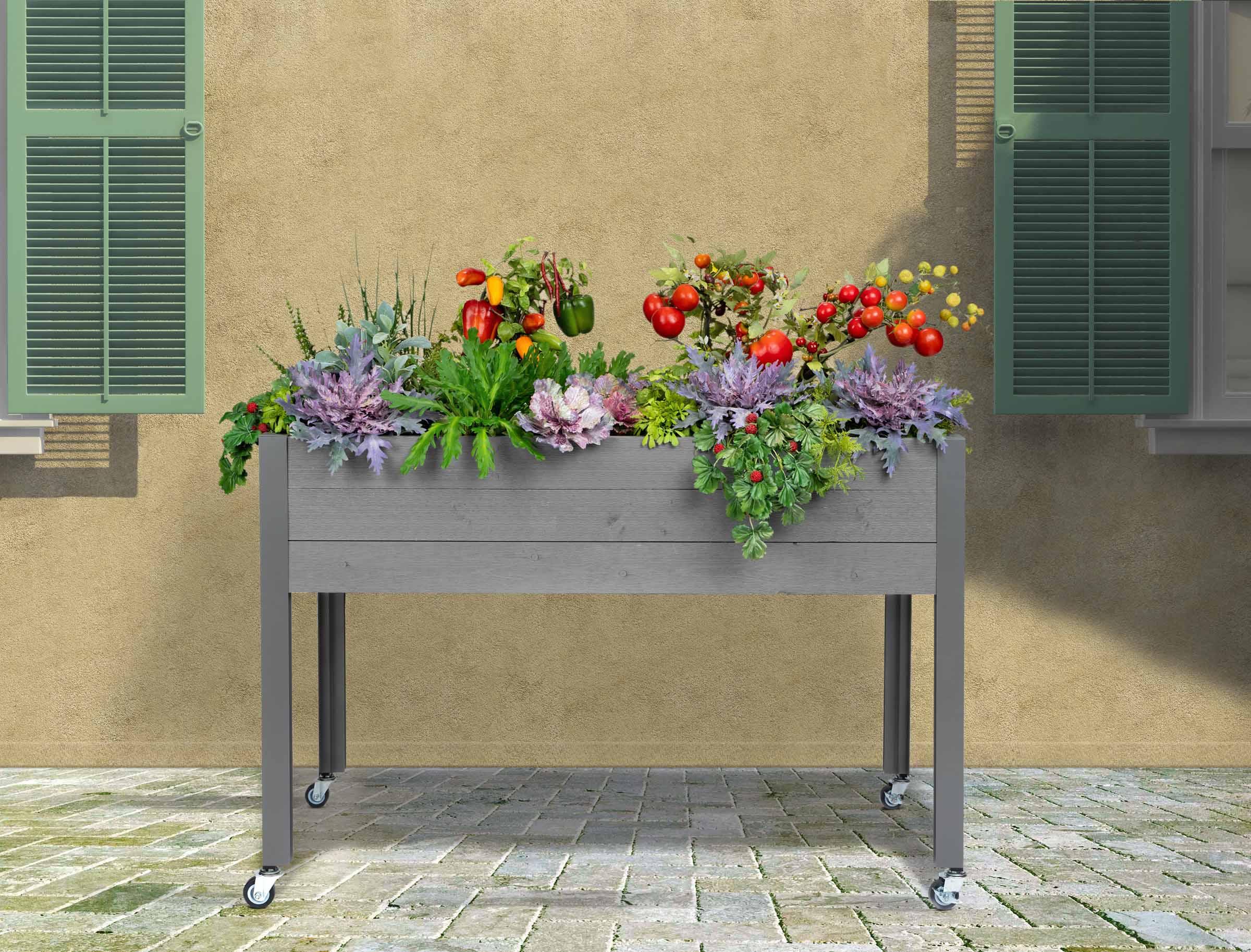 47" Wide rectangular Planter Self-Watering Wooden Gray - CedarCraft