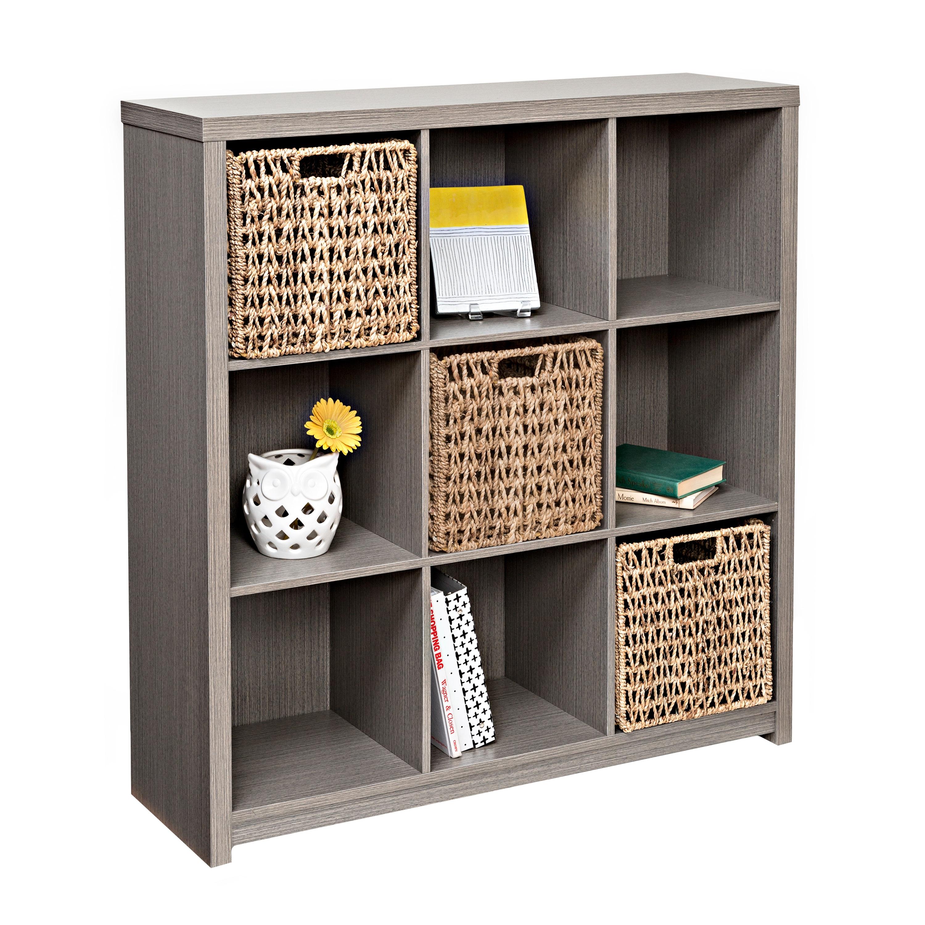 Honey-Can-Do 9 Cube Premium Laminate Shelf: Gray MDF Cubbies Storage, 9 Compartments, Decorative Bookshelf, 135 lb Capacity