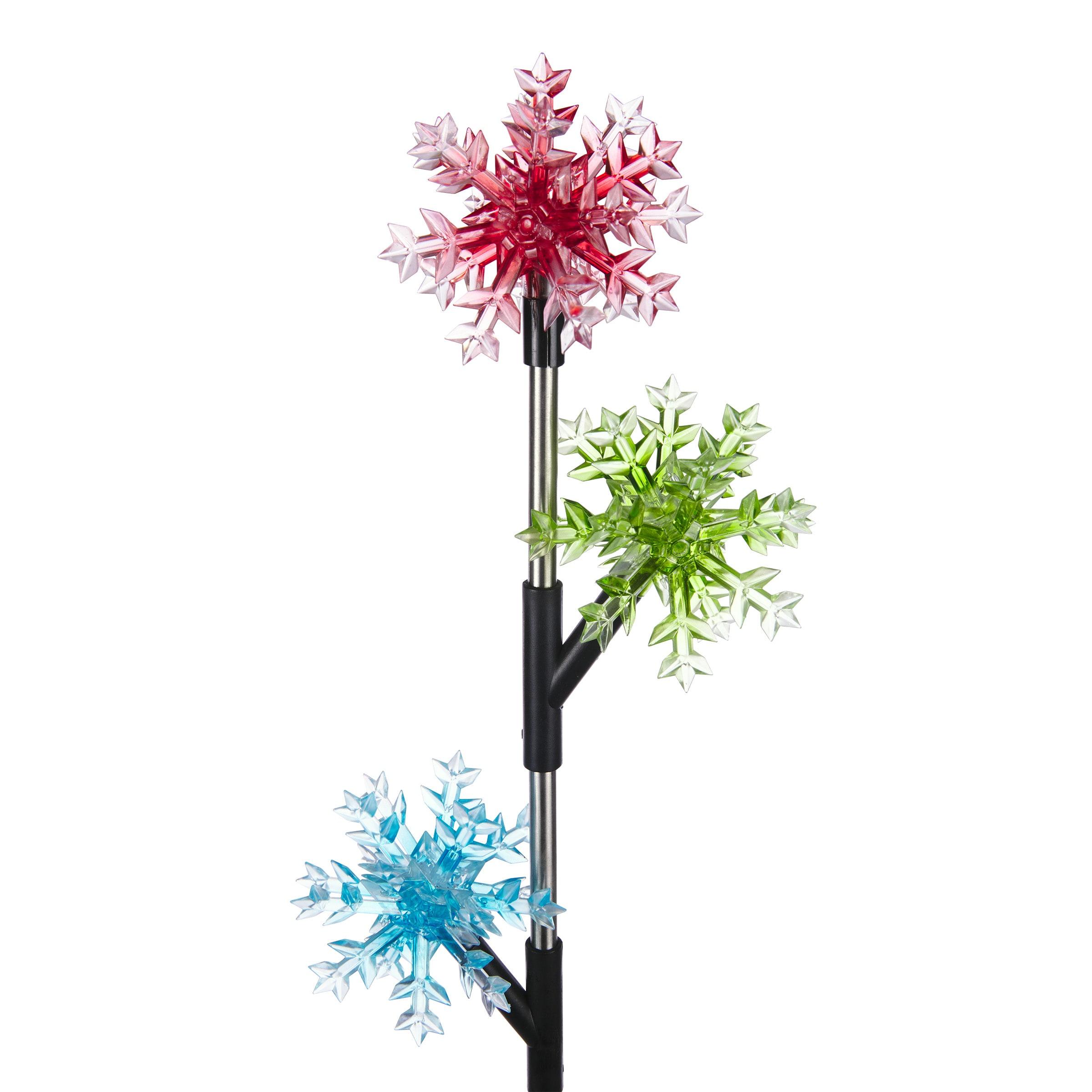 Alpine Corporation  Outdoor Garden Stakes LED Lights (Set of 2) Multi - Snowflake 32"