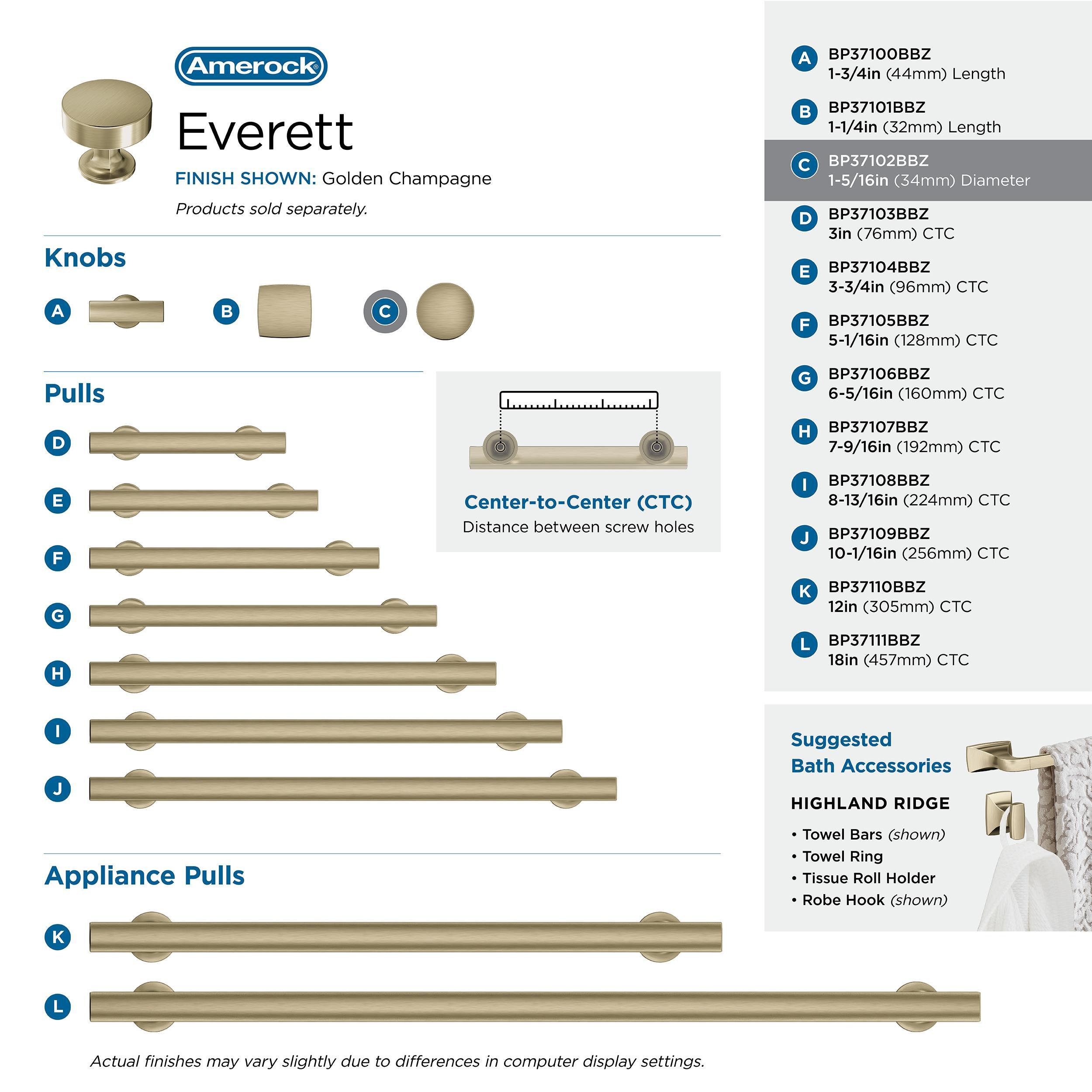 Everett 1 5/16" Diameter Round Knob