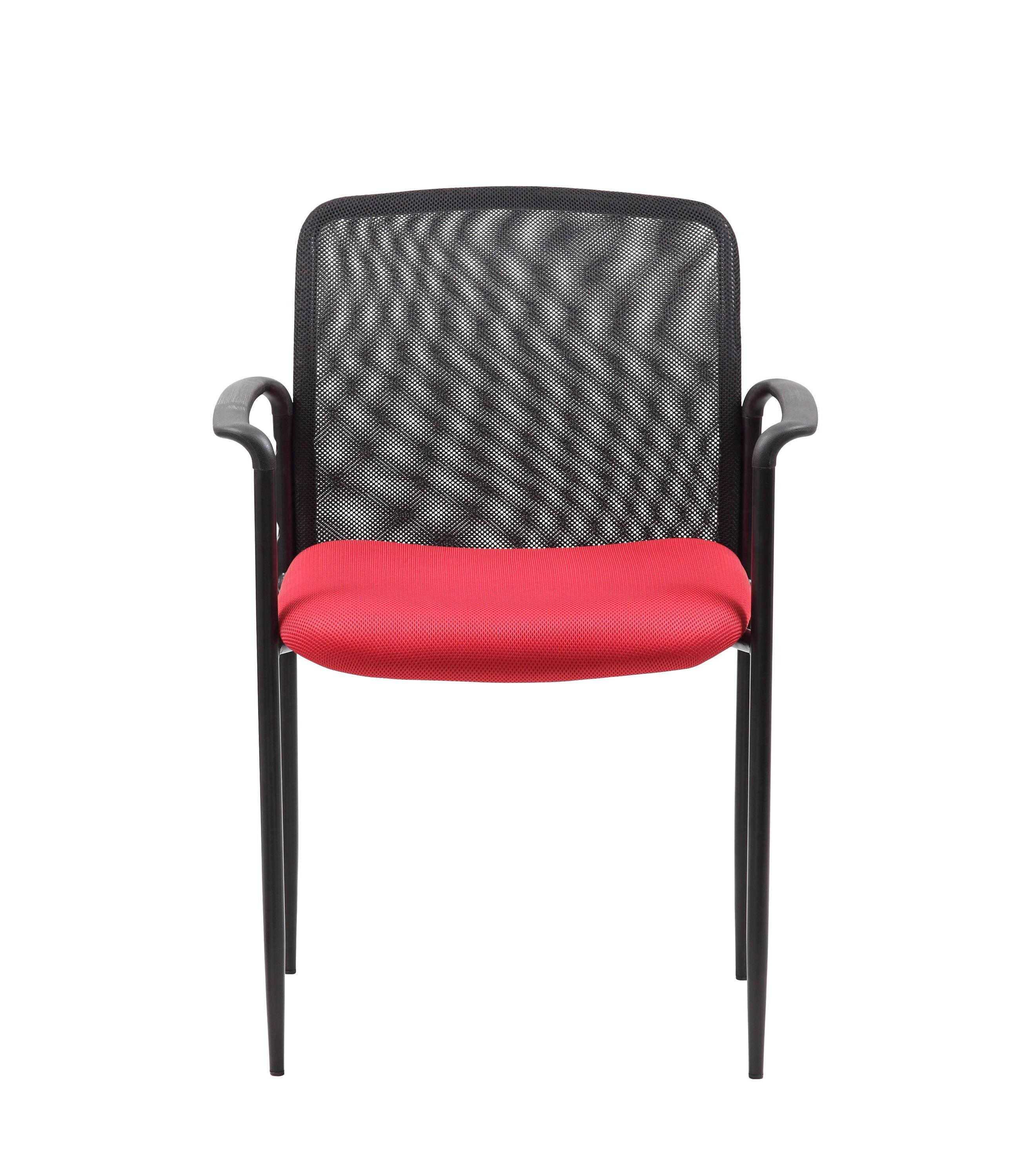 Boss Office Products Office Chair Red: Mesh Upholstered, Fixed Arms, Steel Legs, Powder-Coated Finish