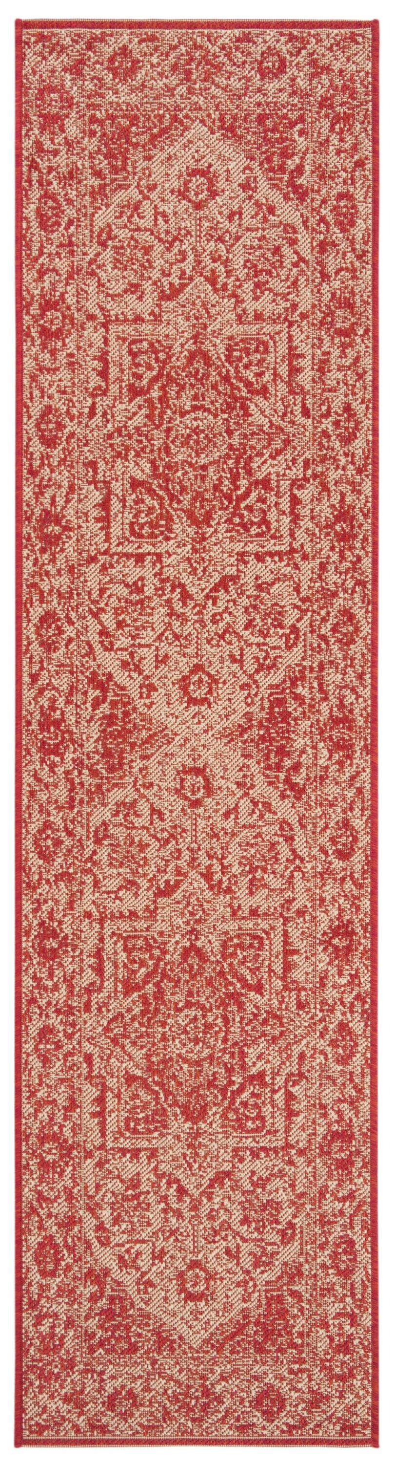 Beach House BHS139 POWER LOOMED Indoor/Outdoor Runner Rug - Red/Creme - 2'2"x6' - Safavieh