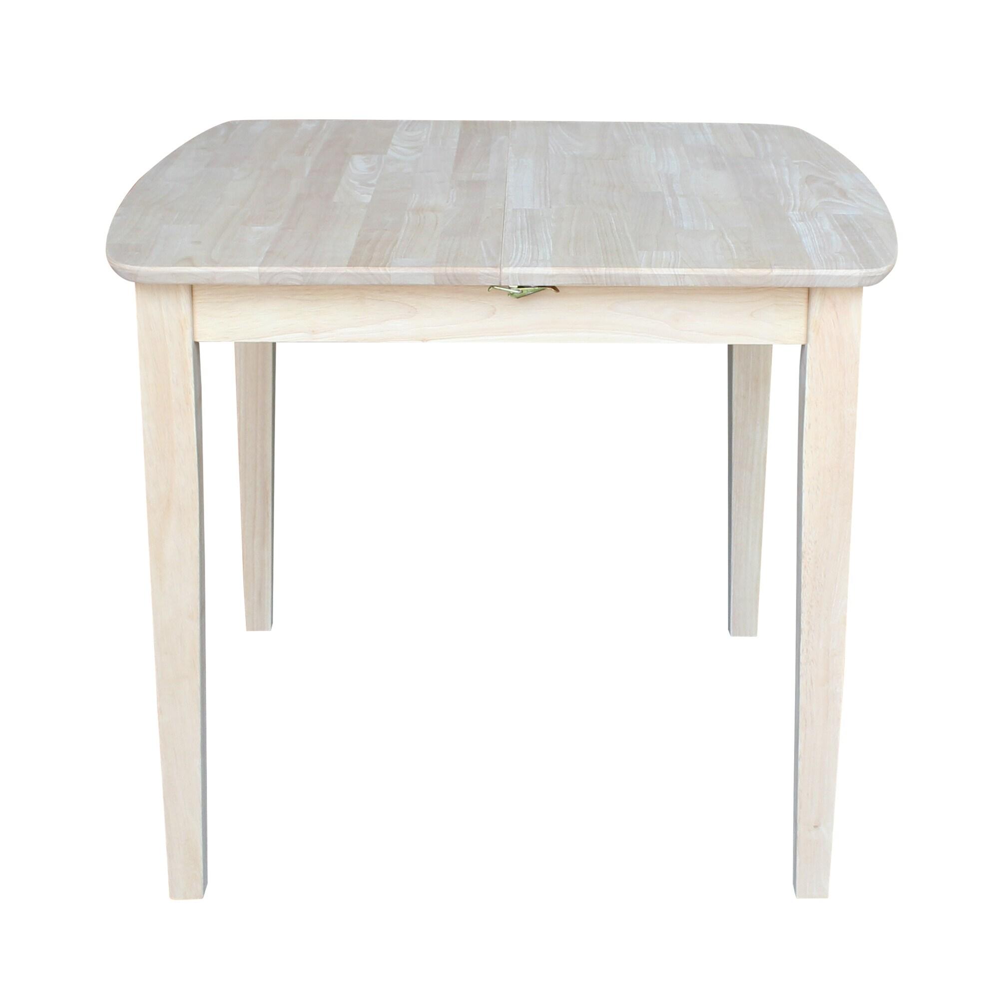 30" Extendable Dining Table with Butterflyand Shaker Styled Legs Unfinished - International Concepts: Solid Wood, Seats 6