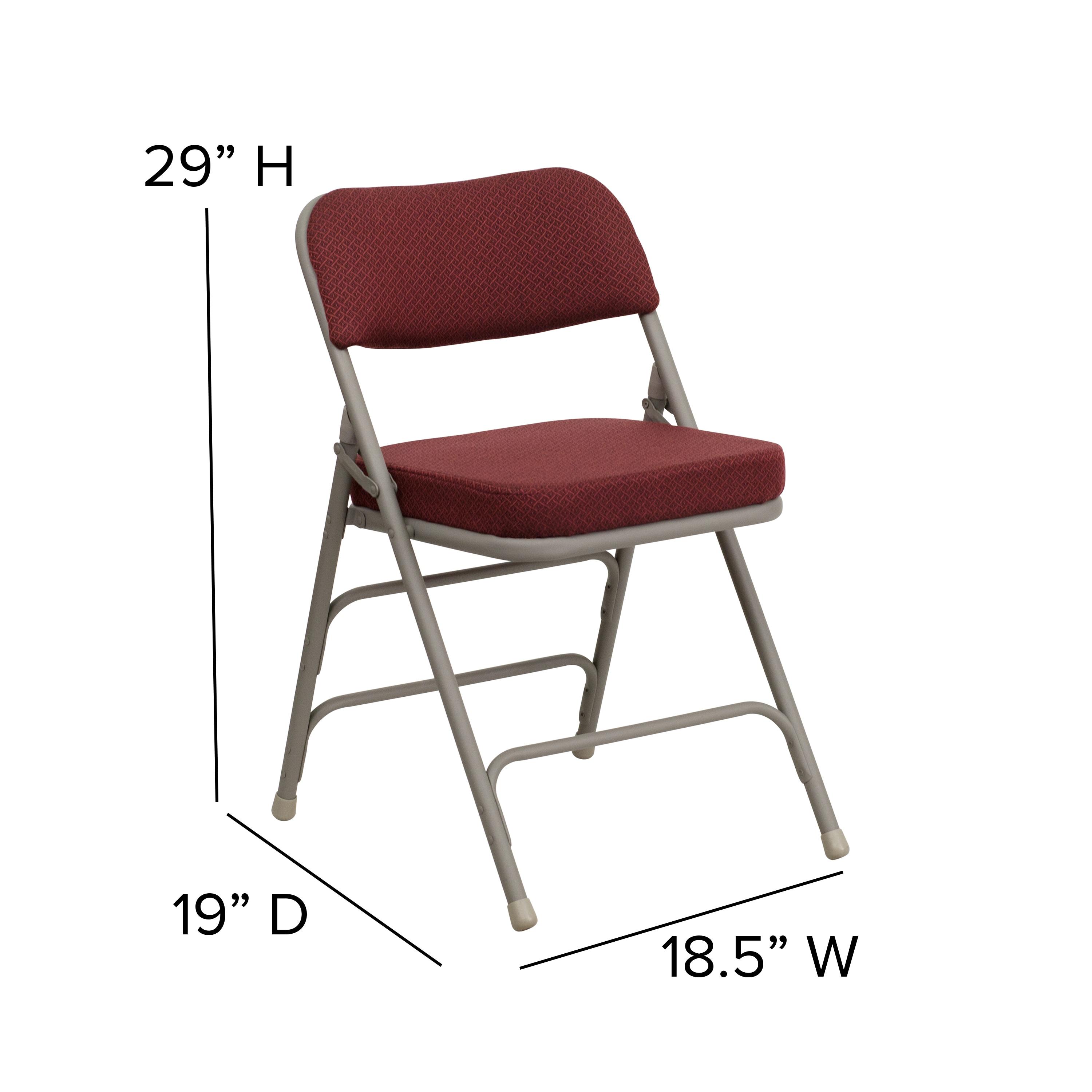Flash Furniture 2 Pack HERCULES Series Premium Curved Triple Braced & Double Hinged Burgundy Fabric Metal Folding Chair