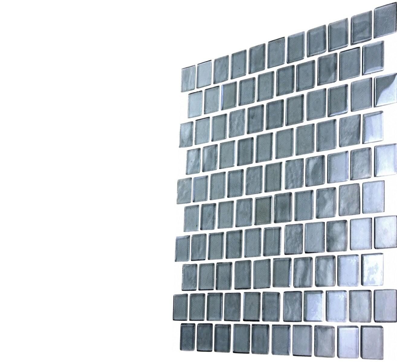 Abolos Landscape 1 in. x 1 in. Translucent Glass Plastic Face Mounted Brick Mosaic Designer Pool Tile