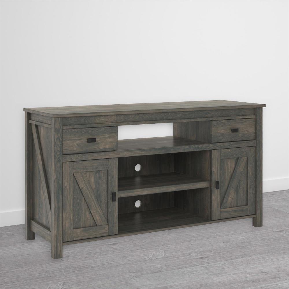 Farmington Gray Weathered Oak TV Stand with Cabinet for 60" TVs