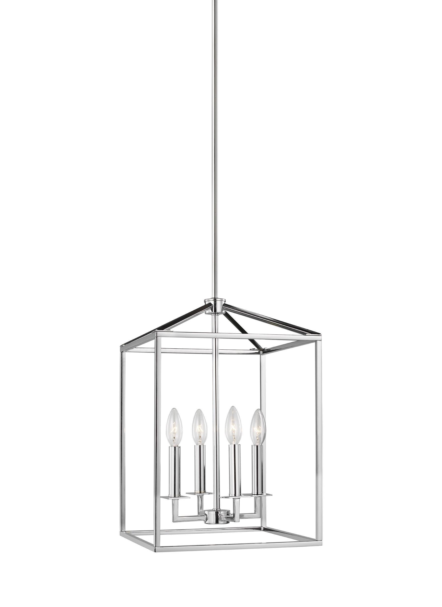 Ellery Chrome 4-Light Sleek Island Pendant with Clear Silver Wire