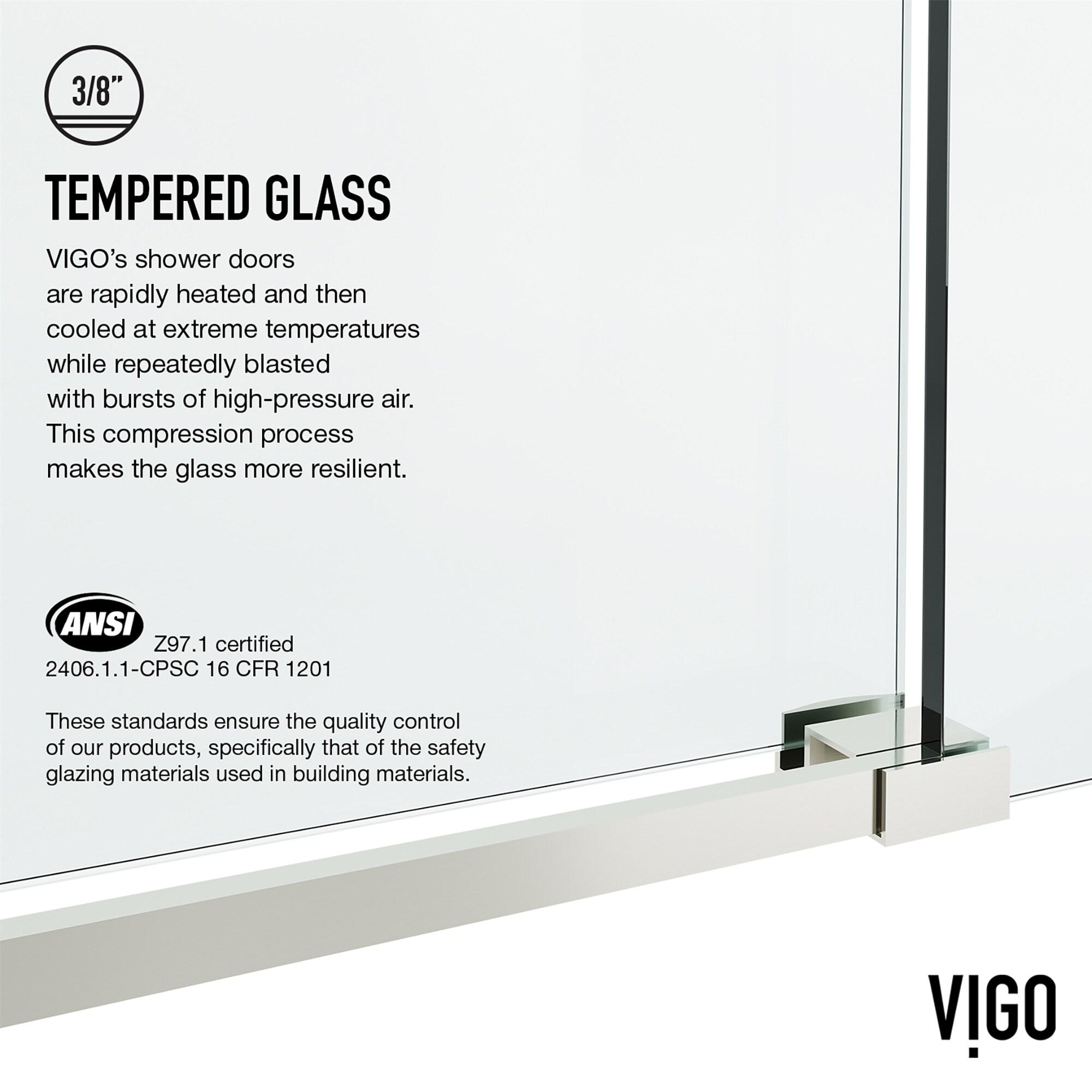 Elan Hart 56-60" W x 76" H Sliding Frameless Shower Door with 3/8" Clear Glass