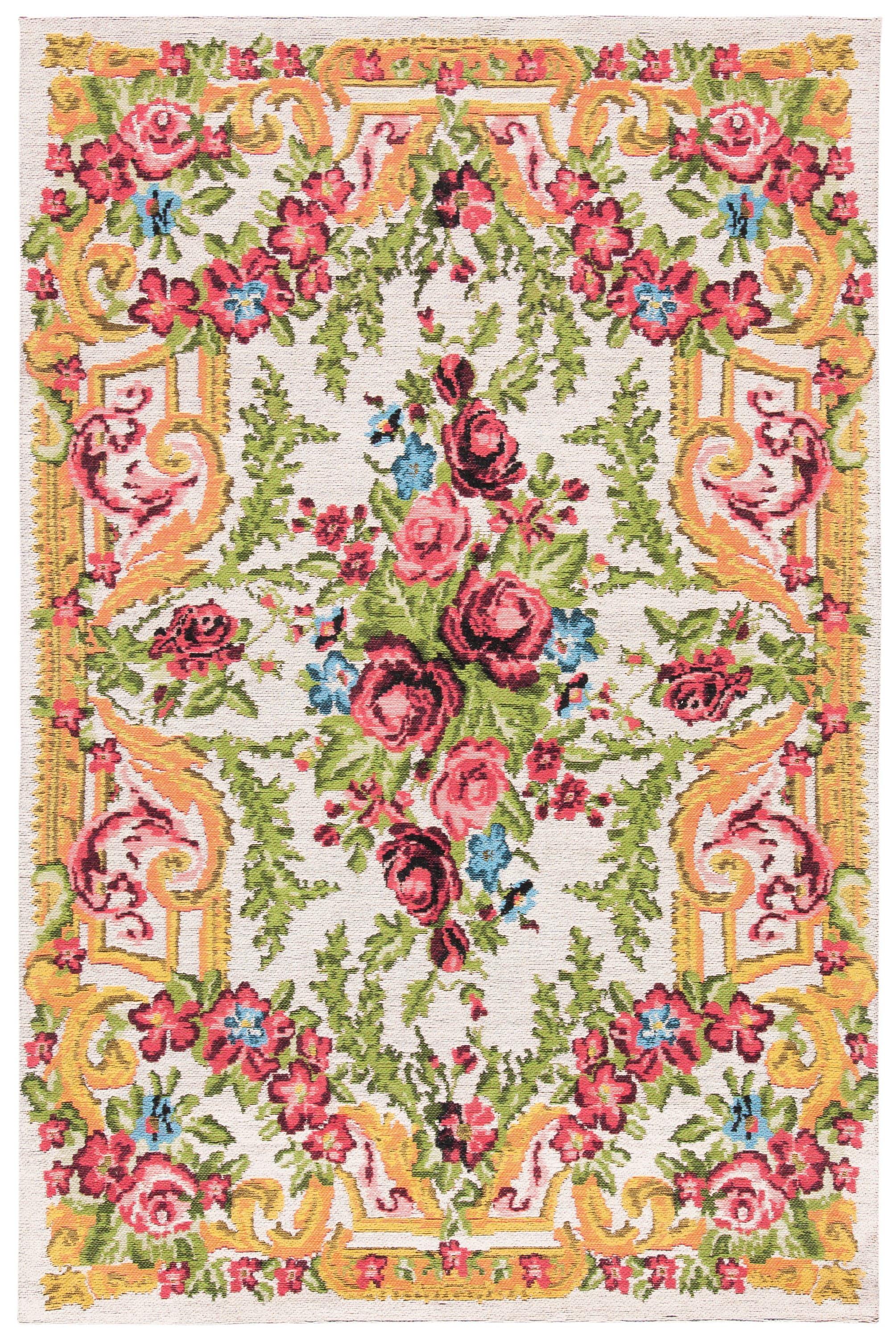 Classic Vintage CLV112 Power Loomed Area Rug - Ivory/Rose - 4'x6' - Safavieh.