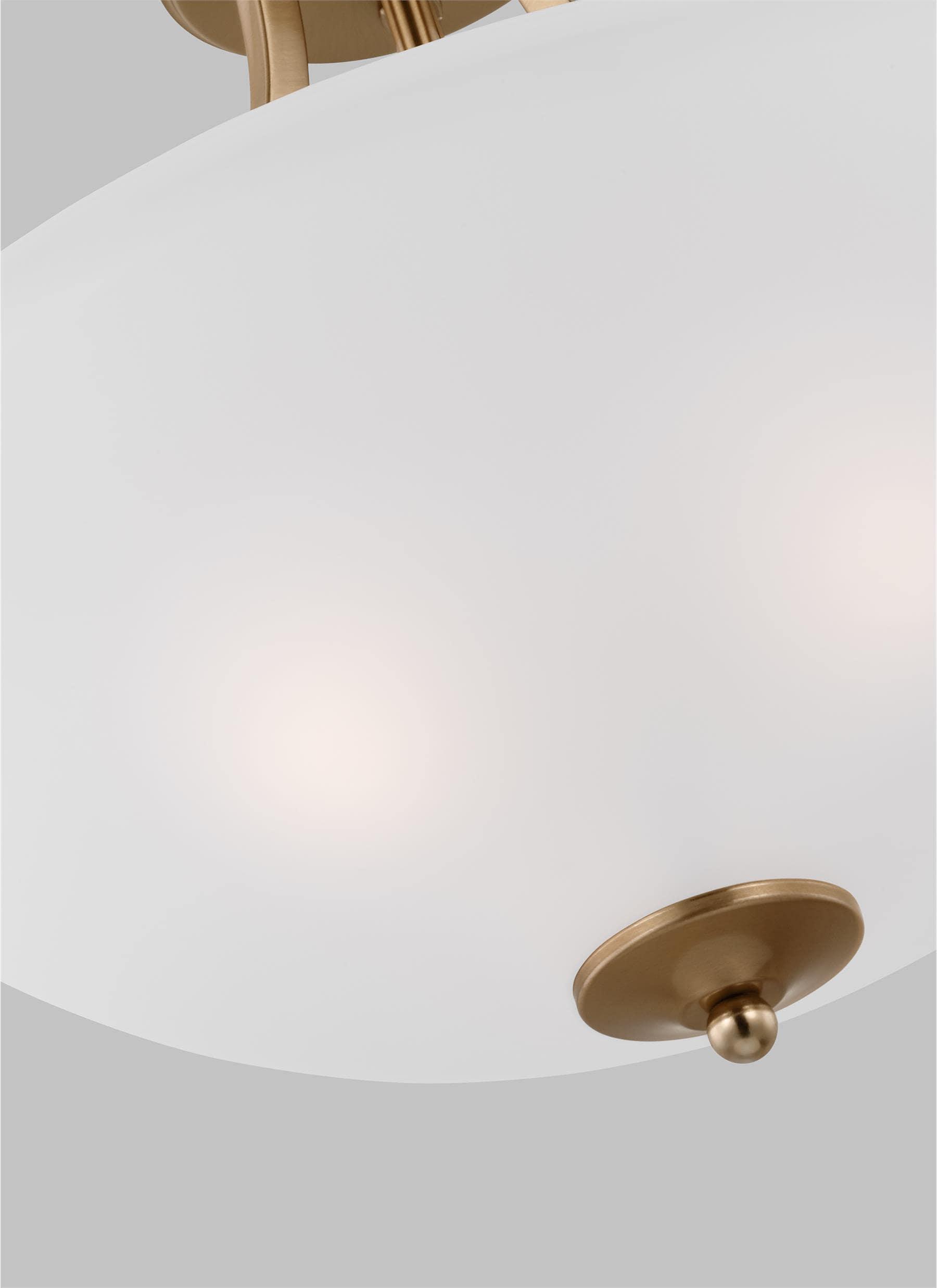 Geary 2-Light Satin Brass Dual Semi-Flush Mount Convertible Pendant with Satin Etched Glass Shade