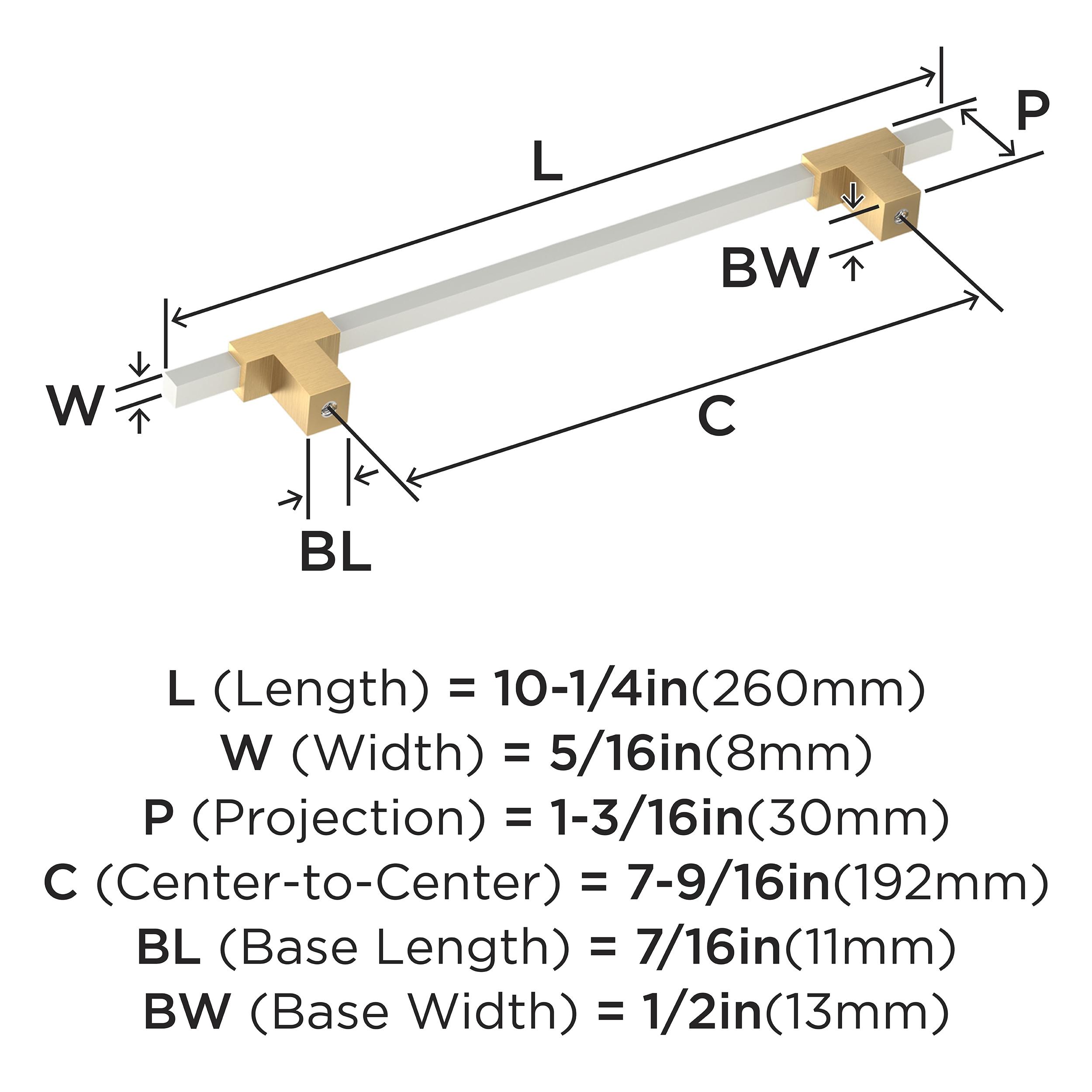 Amerock Urbanite 7-9/16 inch (192mm) Center-to-Center Champagne Bronze/White Cabinet Pull