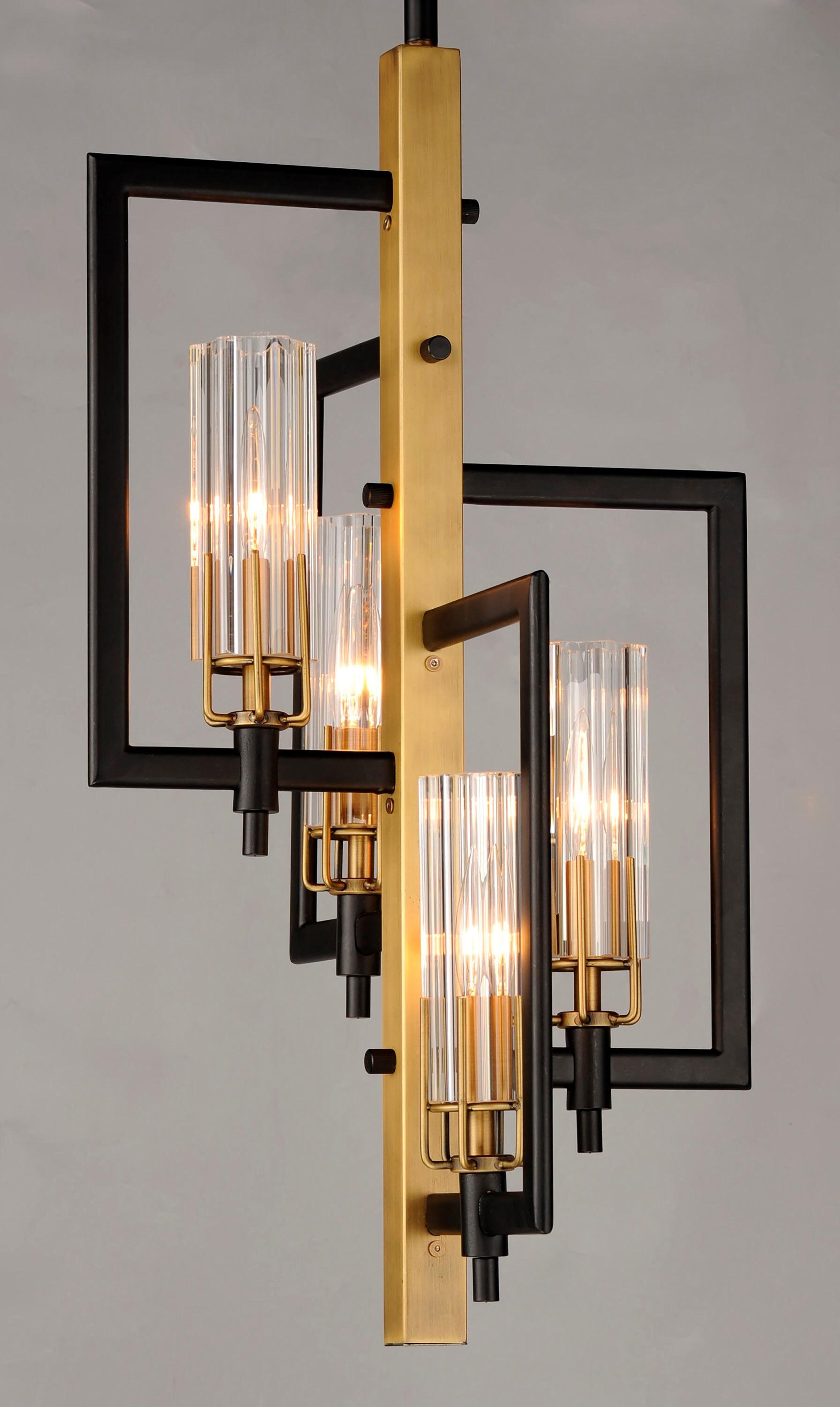 Maxim Lighting Flambeau 4 - Light Pendant in  Black/Antique Brass