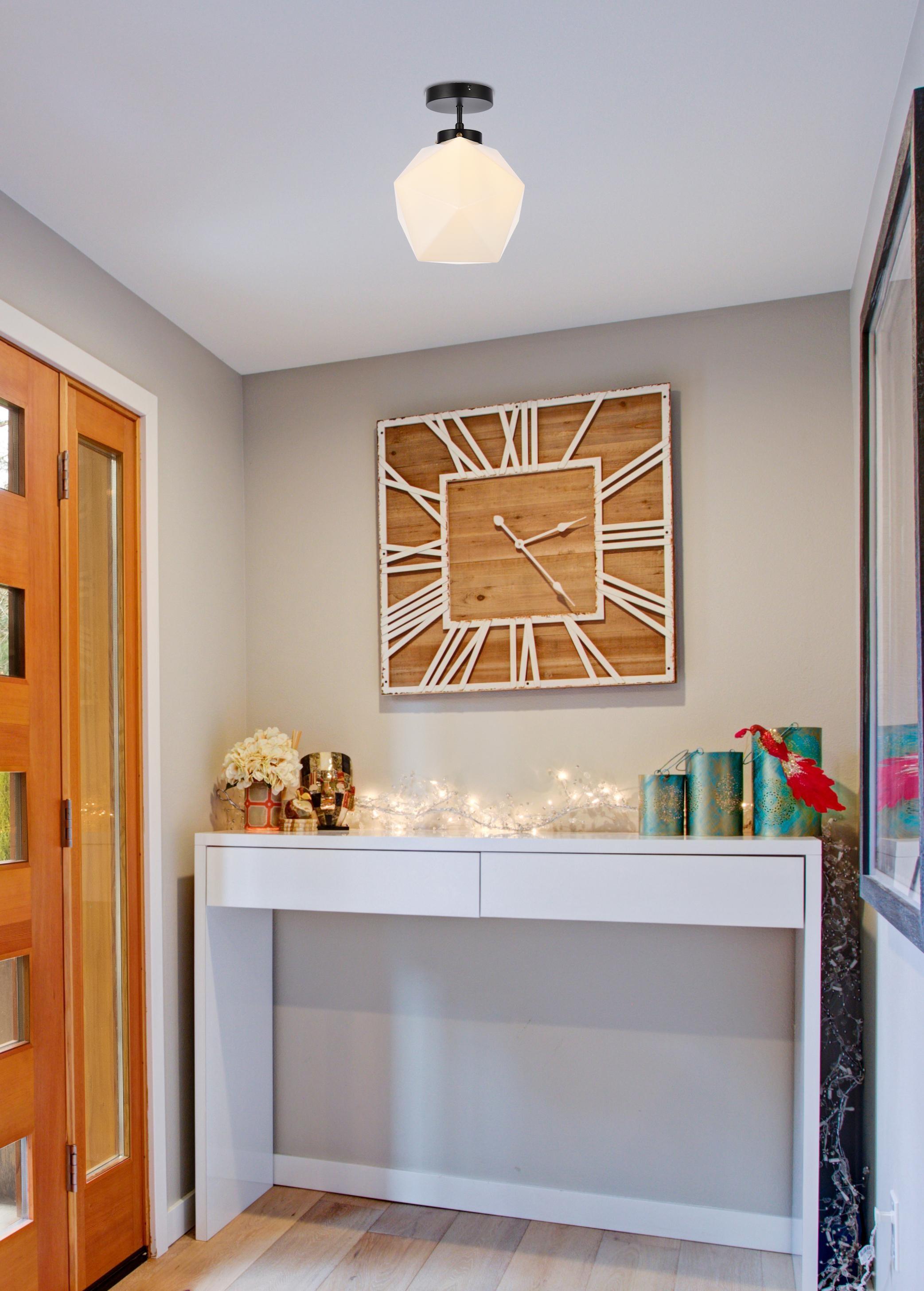 Elegant Lighting Lawrence 1 light black and white glass flush mount