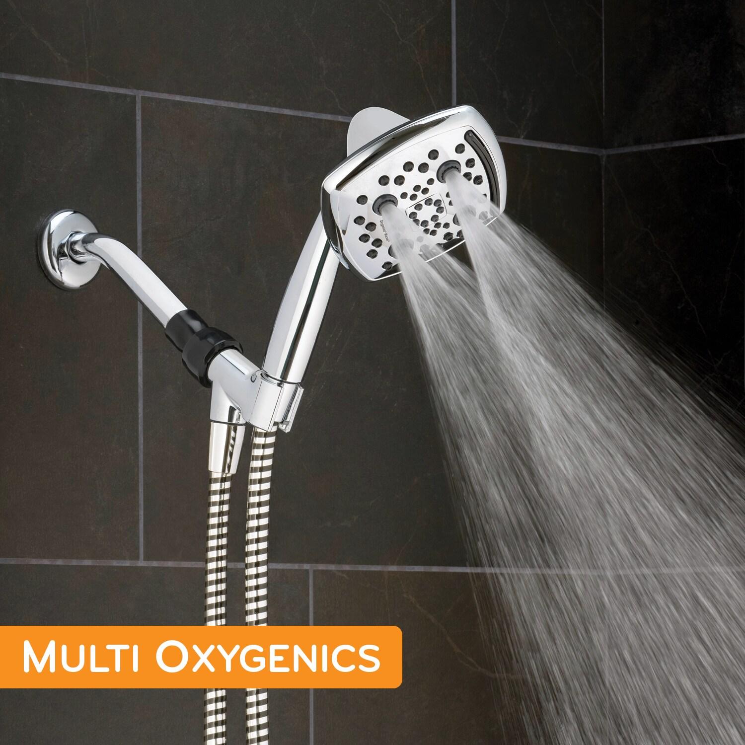 Oxygenics Marvel 6.0 -Spray Chrome 4.88-in Square Handheld High Pressure Shower Head 1.8 GPM