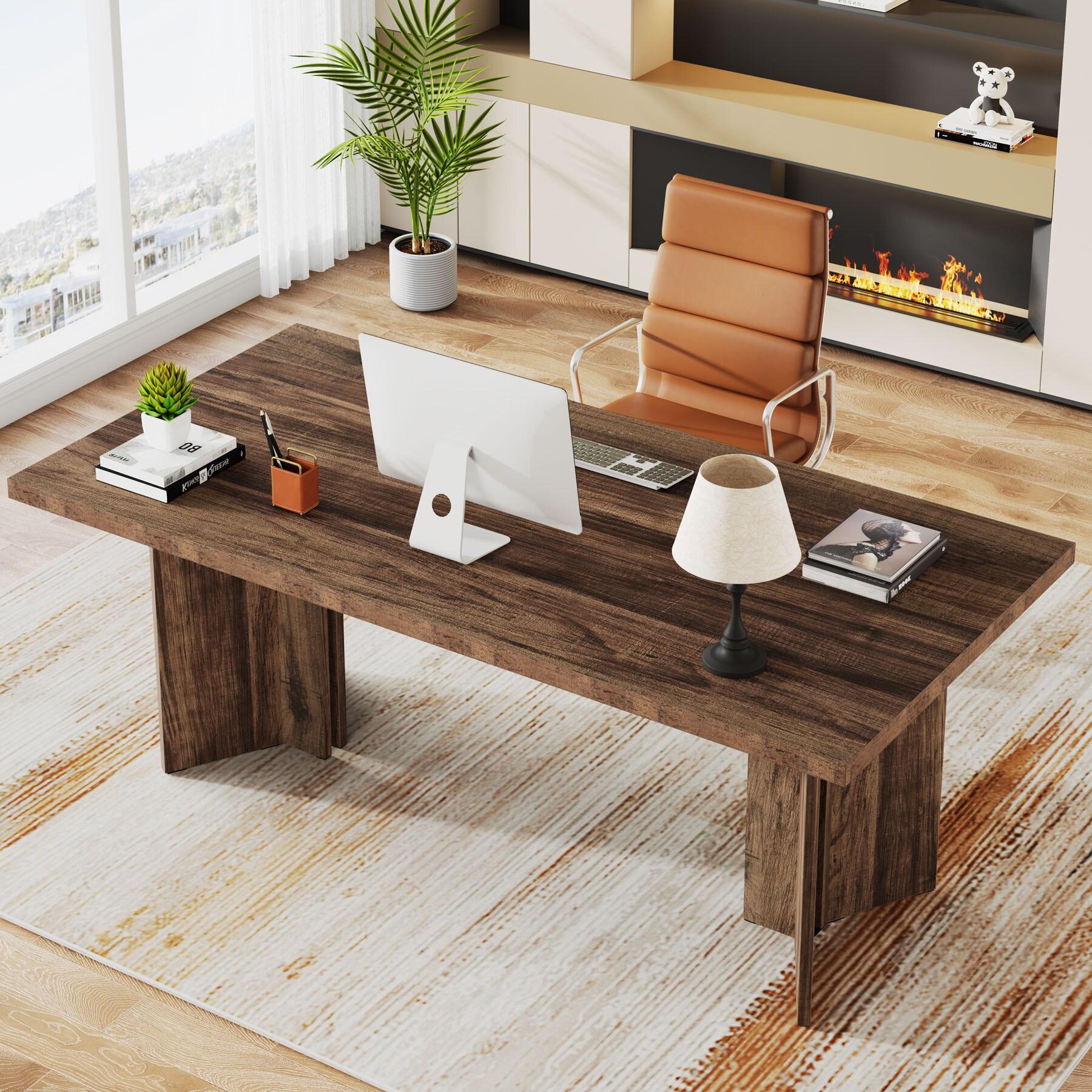 Tribesigns Dining Room Table for 4-6, 63" Farmhouse Wood Kitchen Table for Kitchen, Dark Brown