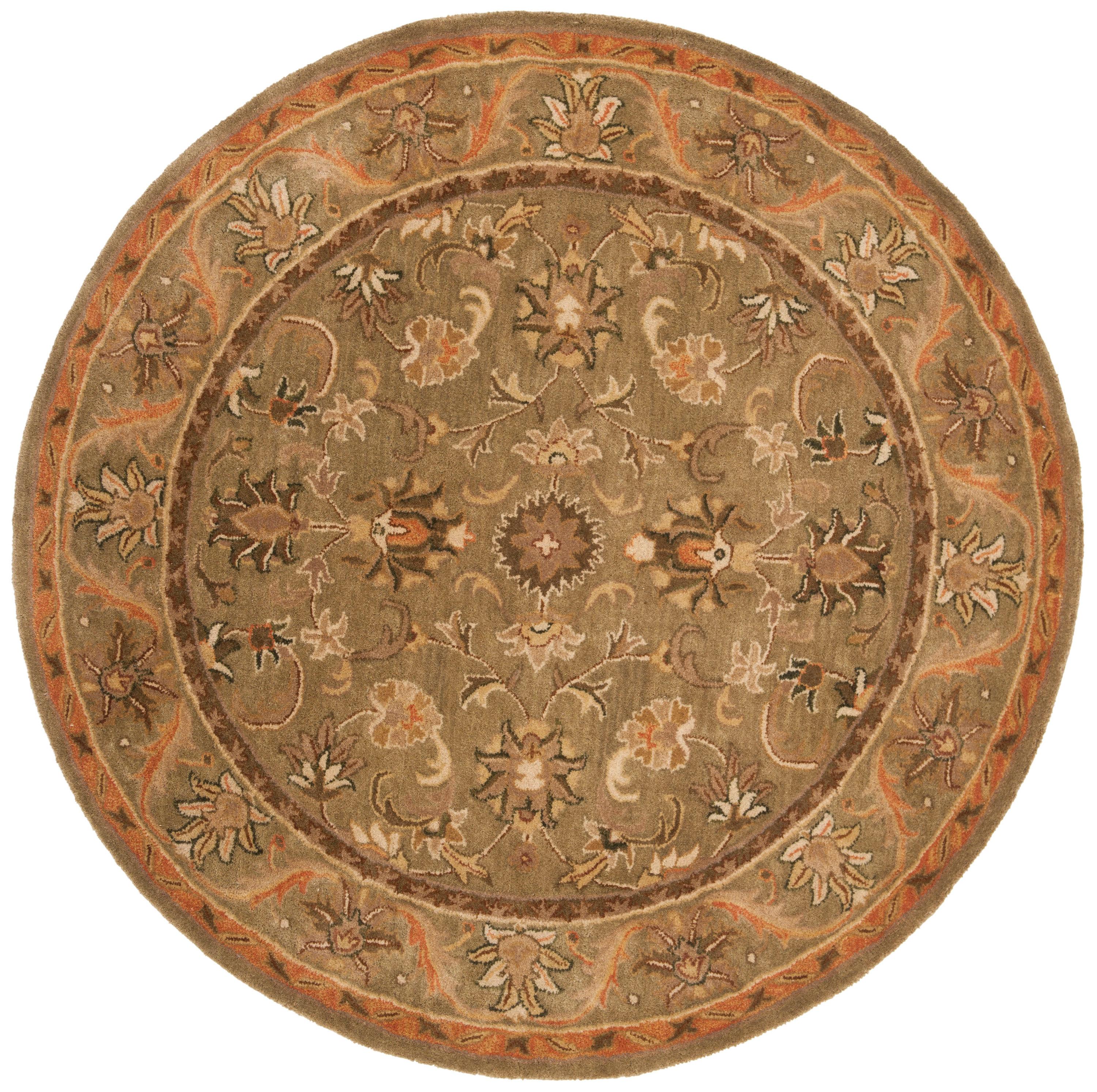 SAFAVIEH Antiquity Carmella Oriental Wool Area Rug, Olive/Gold, 6' x 6' Round