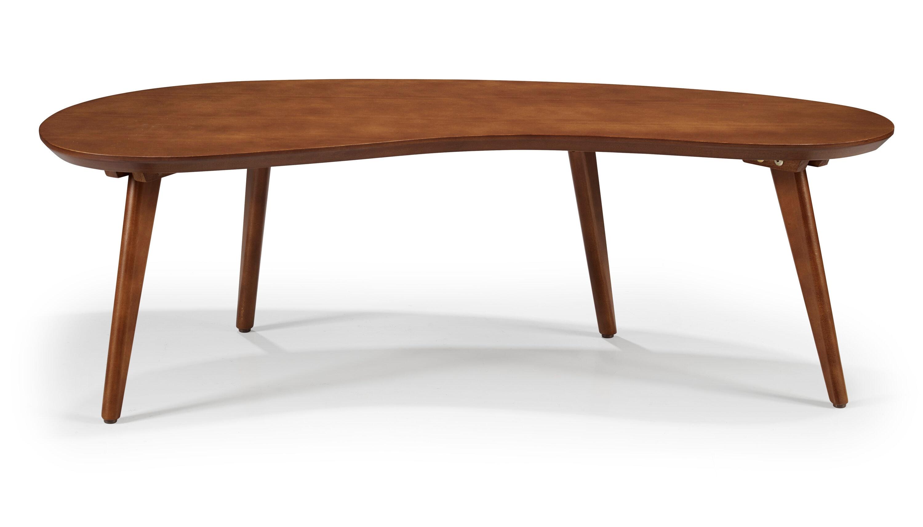 Mid-Century Modern Castanho Pine Wood Oval Coffee Table