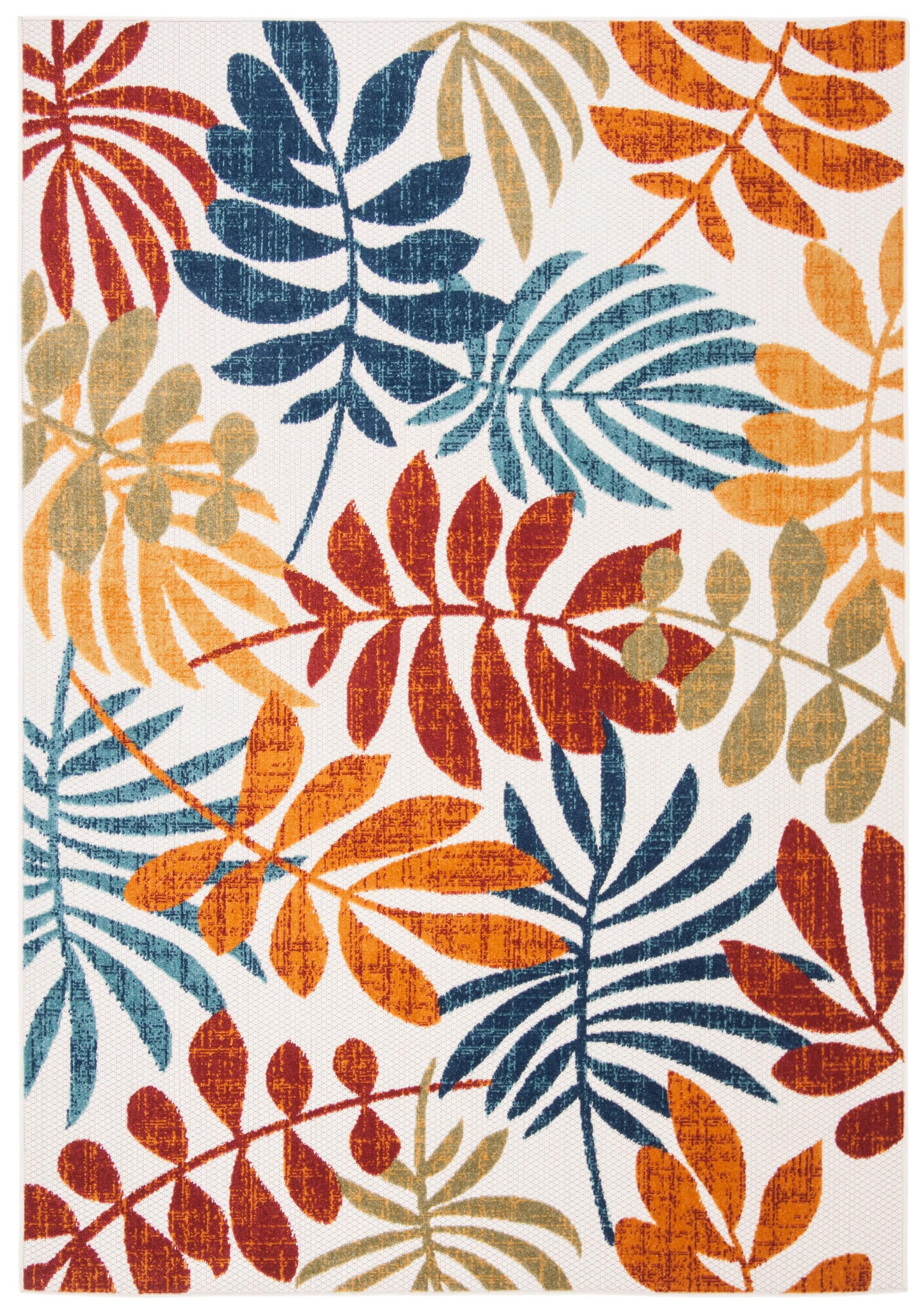 Cabana CBN814 Power Loomed Indoor/Outdoor Area Rug - Creme/Red - 5'3"x7'6" - Safavieh.