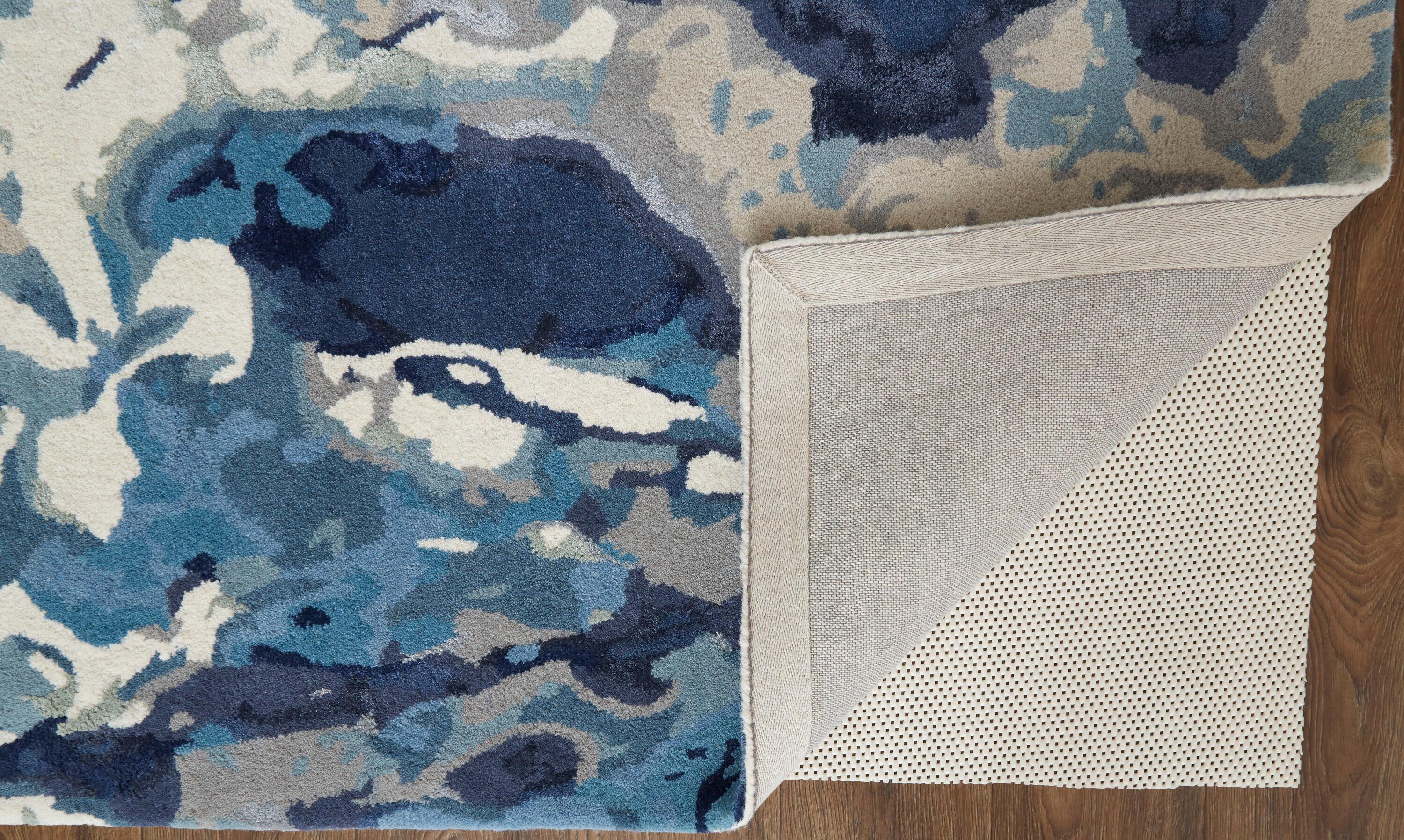 Cerelia Blue and Yellow Floral Wool 5' x 8' Area Rug