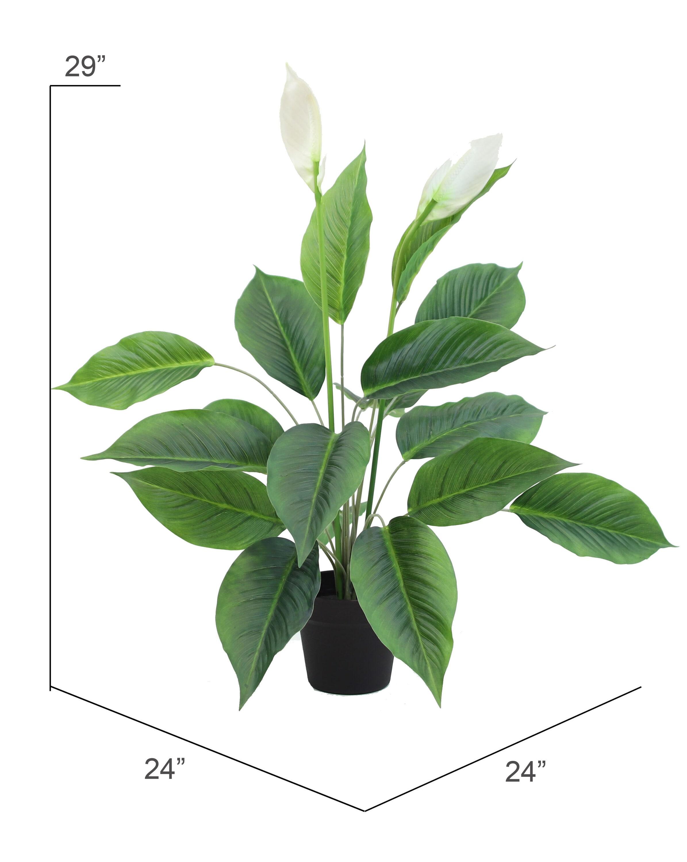 The Mod Greenhouse 29" Artificial Green Spathiphyllum Plant in a Black Matte Planter Pot