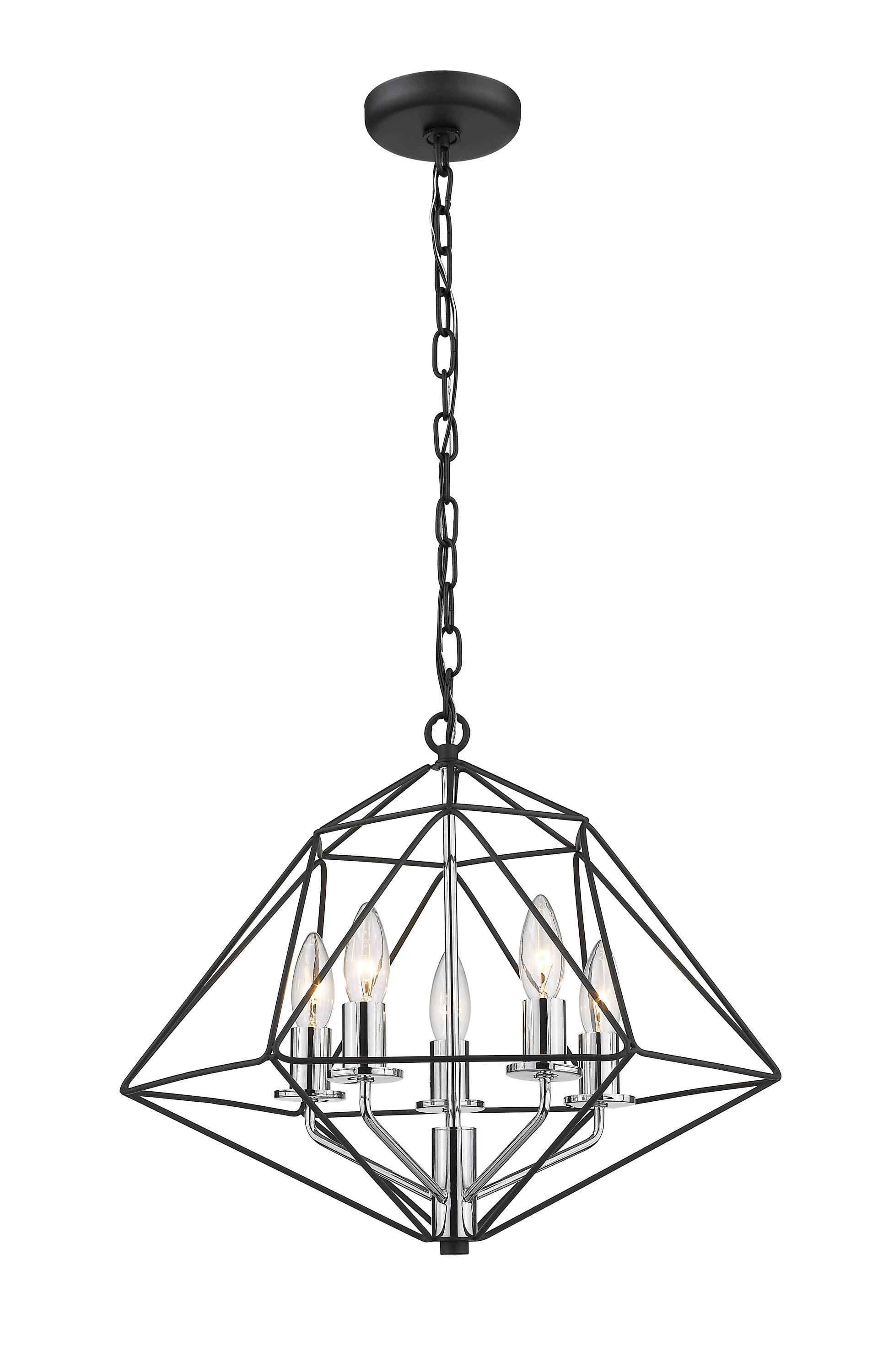 Z-Lite Geo 5 - Light Chandelier in  Matte Black/Chrome