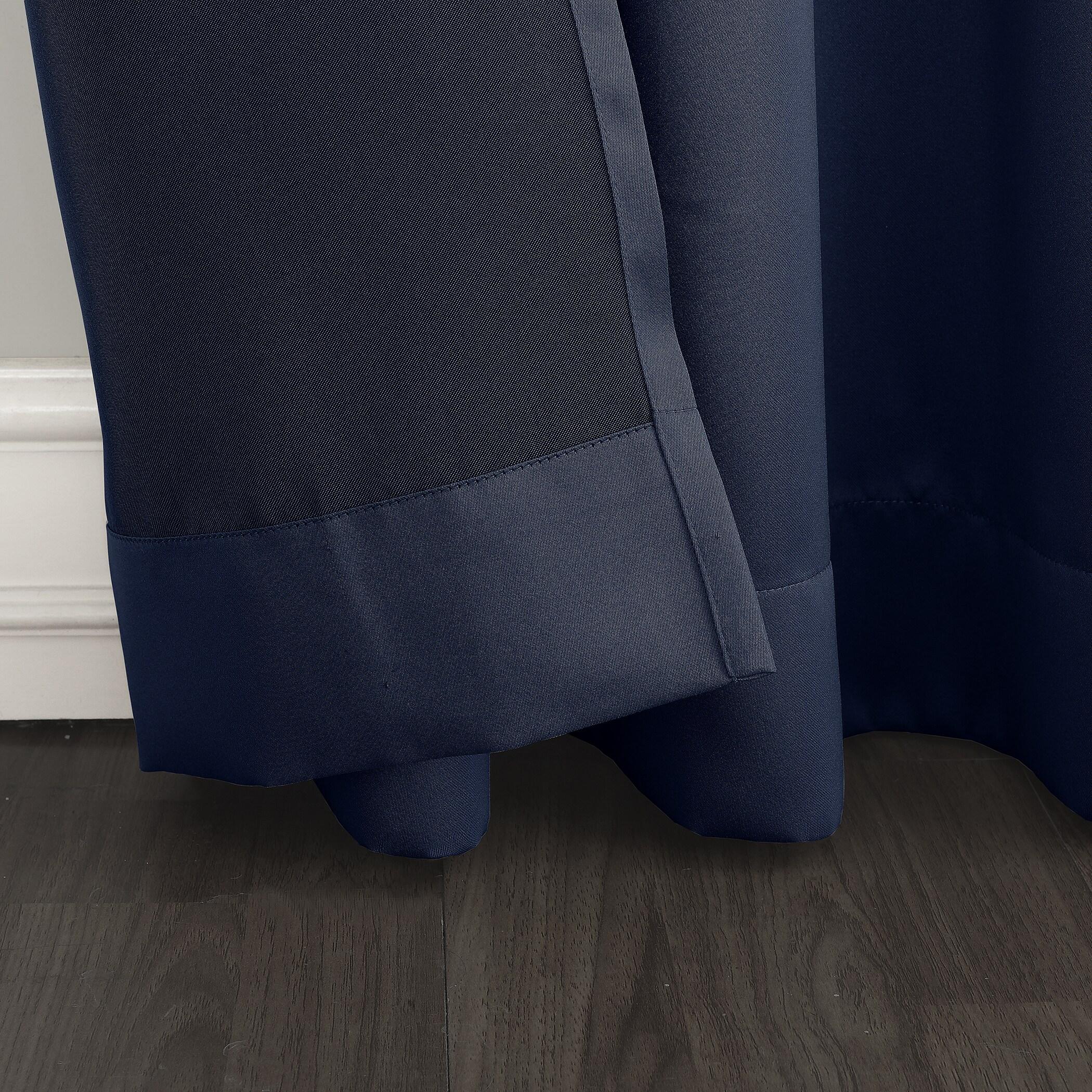 Sun Zero Bartlett Grommet Room Darkening Extra Wide Patio Curtain Panel, 100"X84", Navy Blue