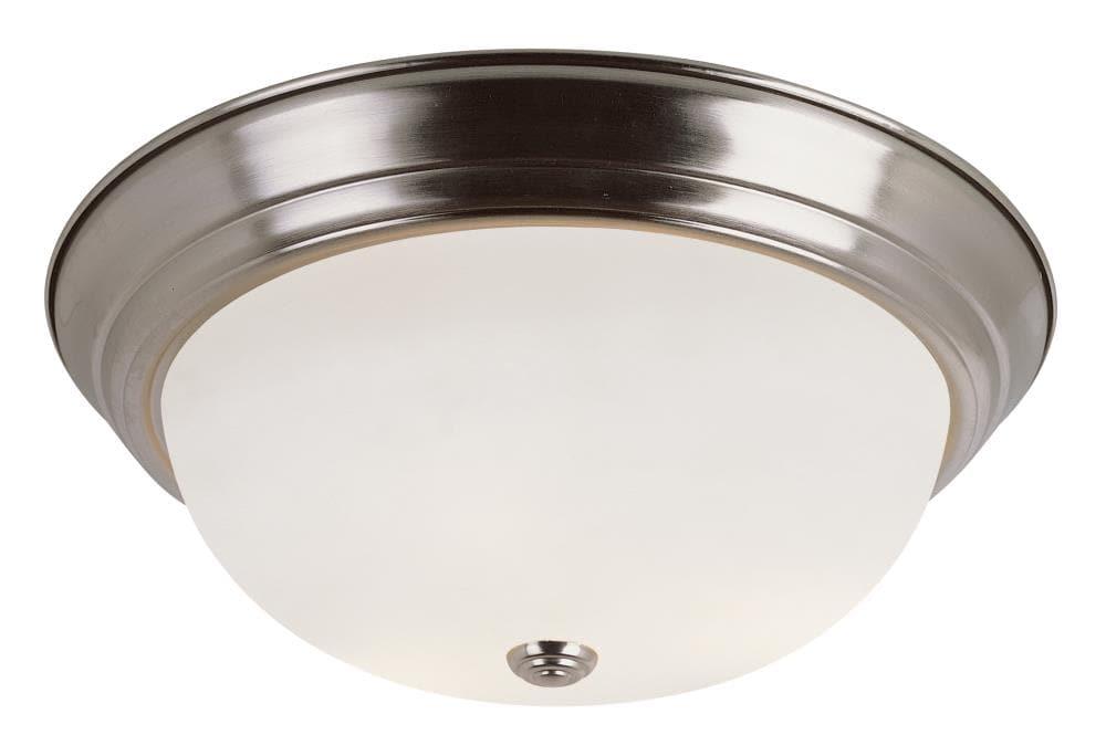 Bowers 11" Brushed Nickel Flush Mount with White Frosted Glass