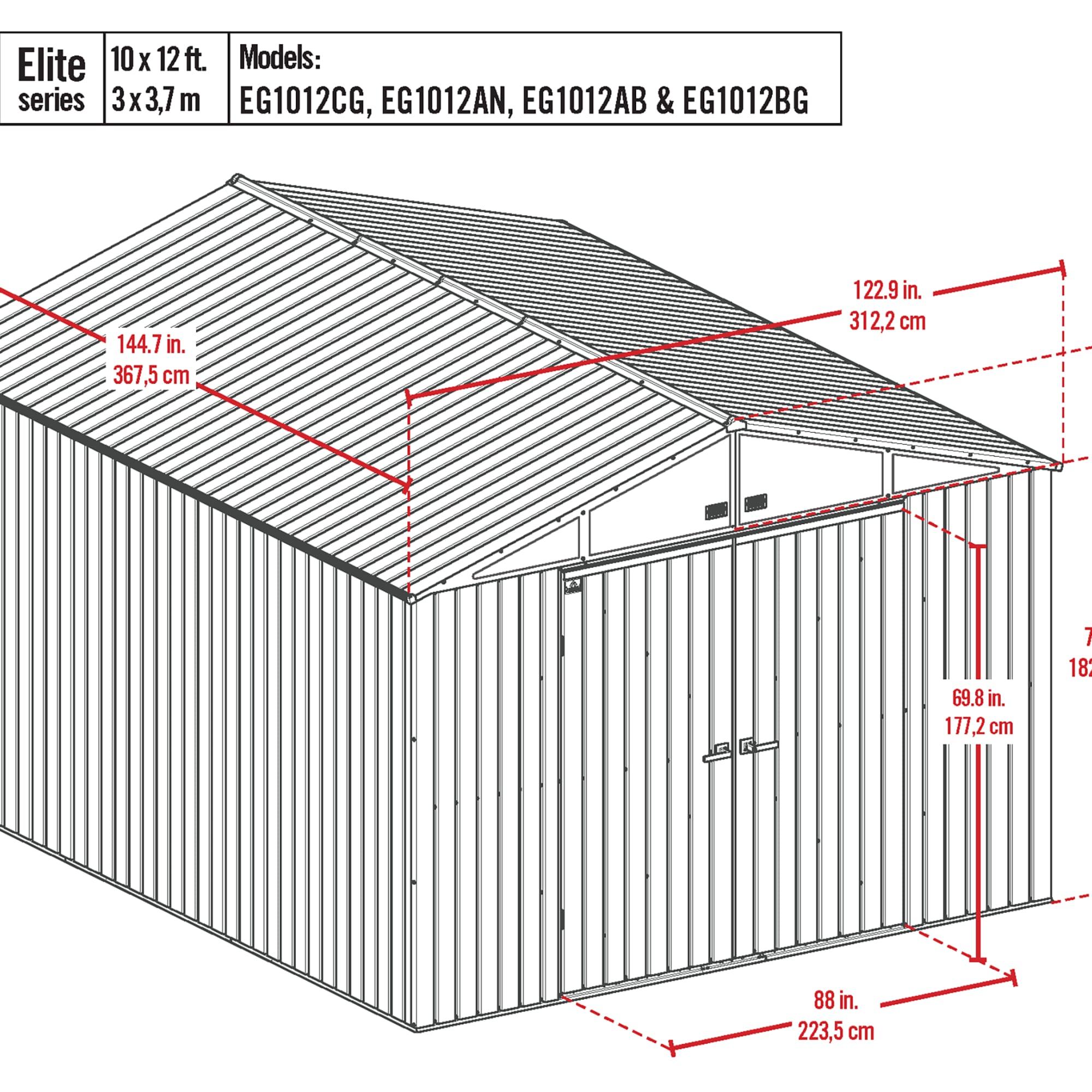 Arrow Arrow Elite 10 ft. W x 12 ft. D Galvanized Steel Storage Shed