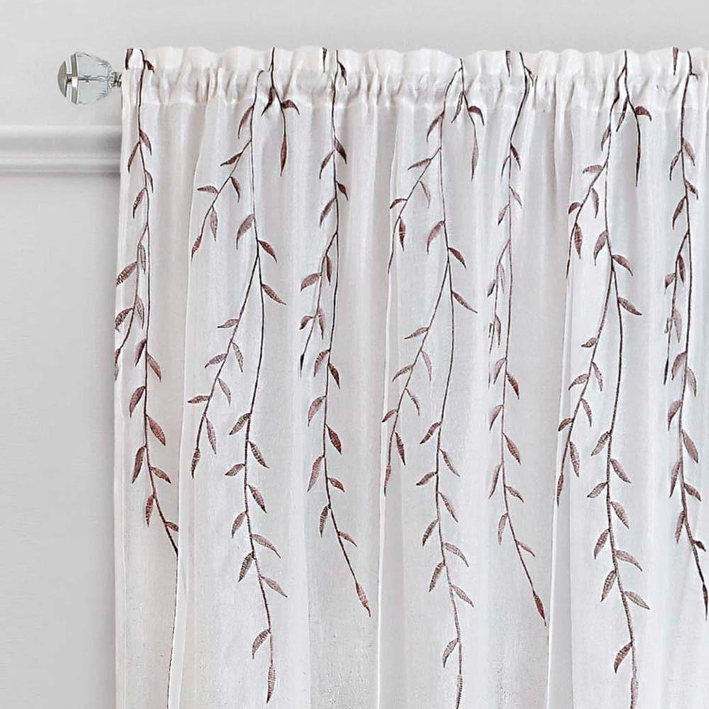 Achim White Floral Rod Pocket Sheer Curtain, 42" x 63"