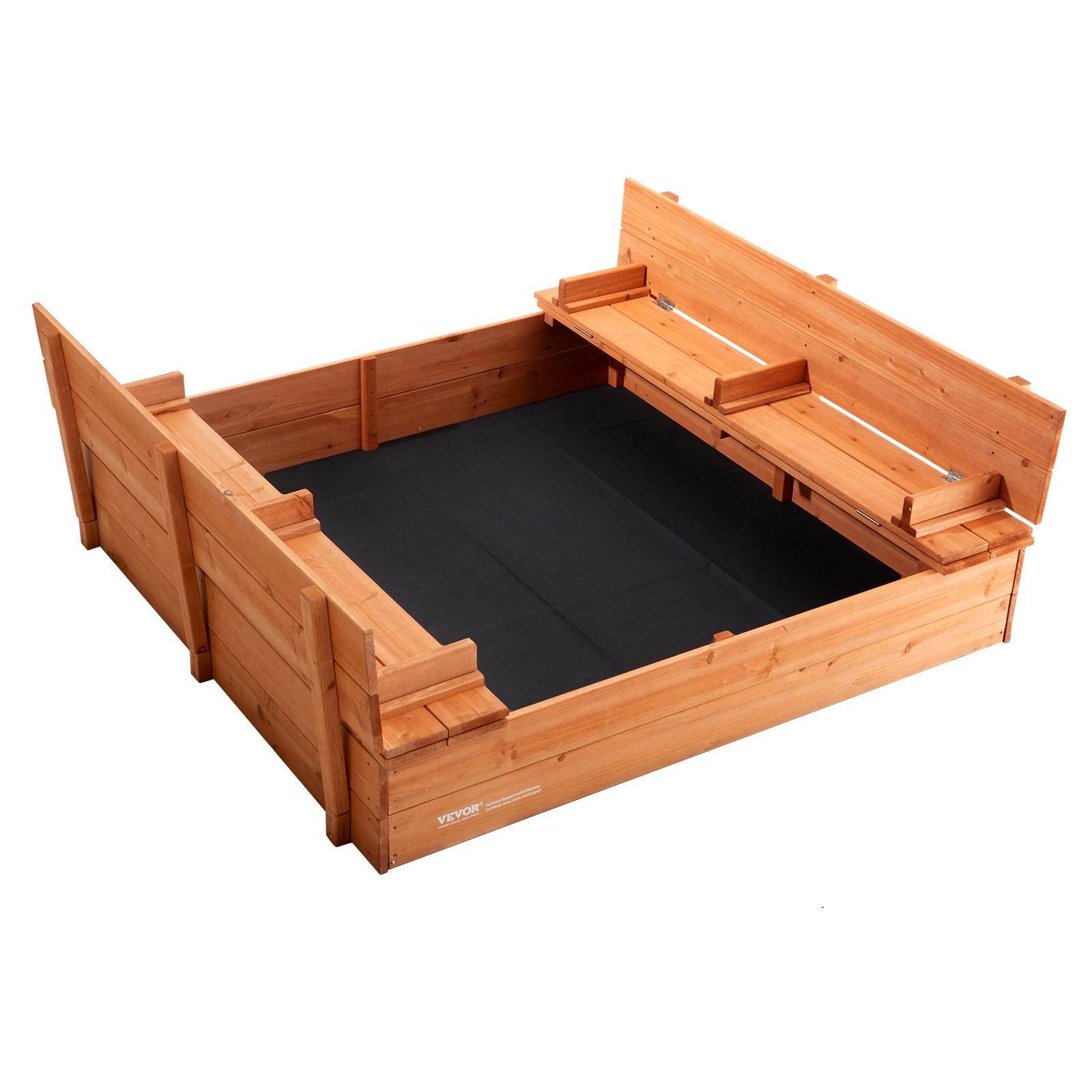 VEVOR 52.4-in x 47.2-in Brown Square Wood Sandbox