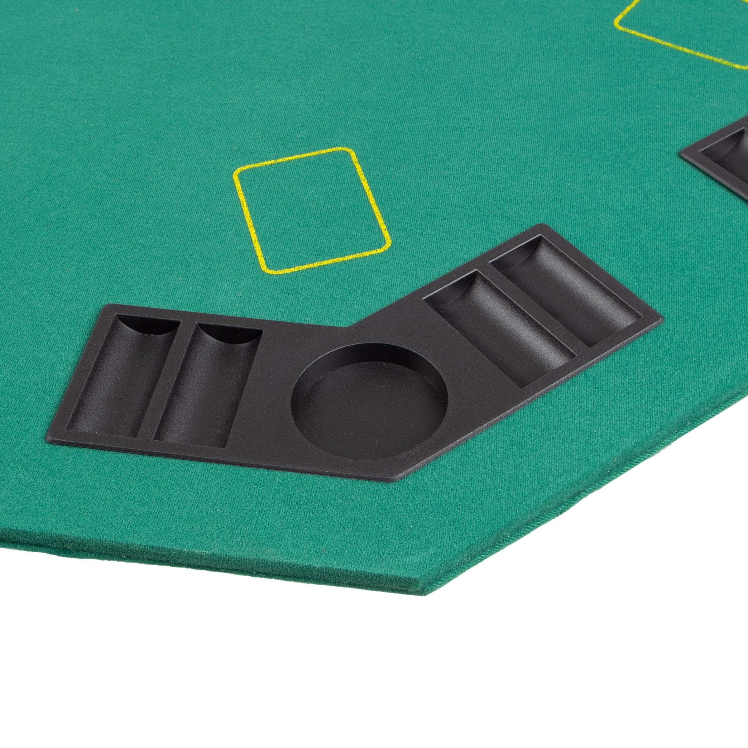 Trademark Poker 8-Player Folding Poker Table Top – 48" Wood Topper – Blackjack Table with Built-In Cupholders and Chip Trays