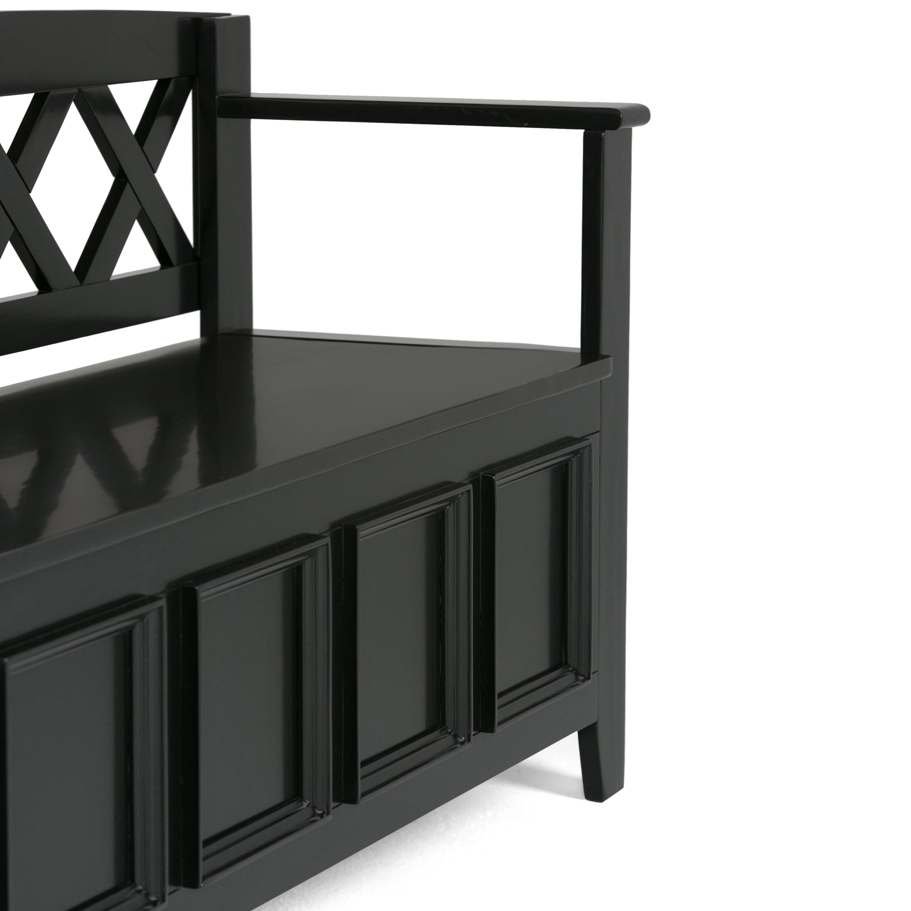 Simpli Home Amherst 48"W Solid Wood Entryway Storage Bench with Lift-Top Lid and Dual Compartments