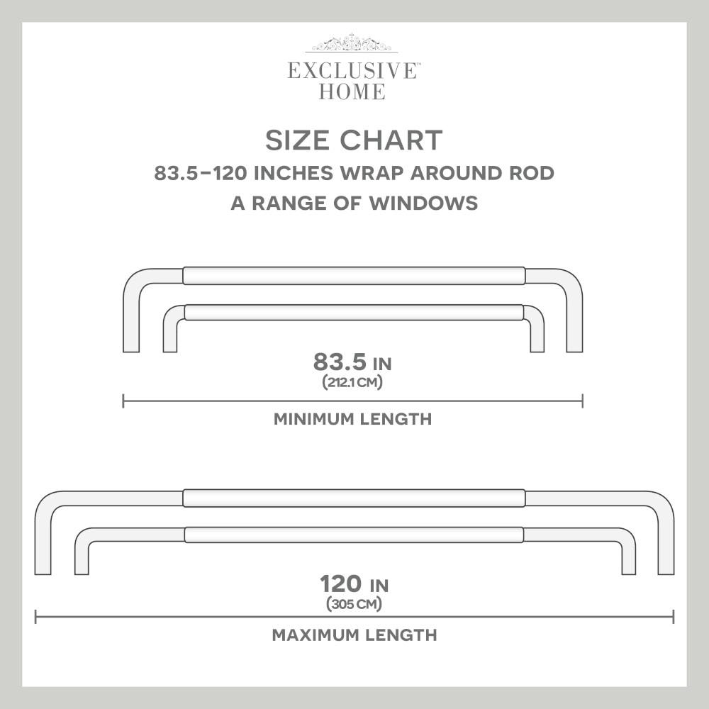 Exclusive Home 83.5"-120" Fetter Curtain Rod - Matte Black: Adjustable Iron Single Rod, 25lb Capacity, 8 Pieces