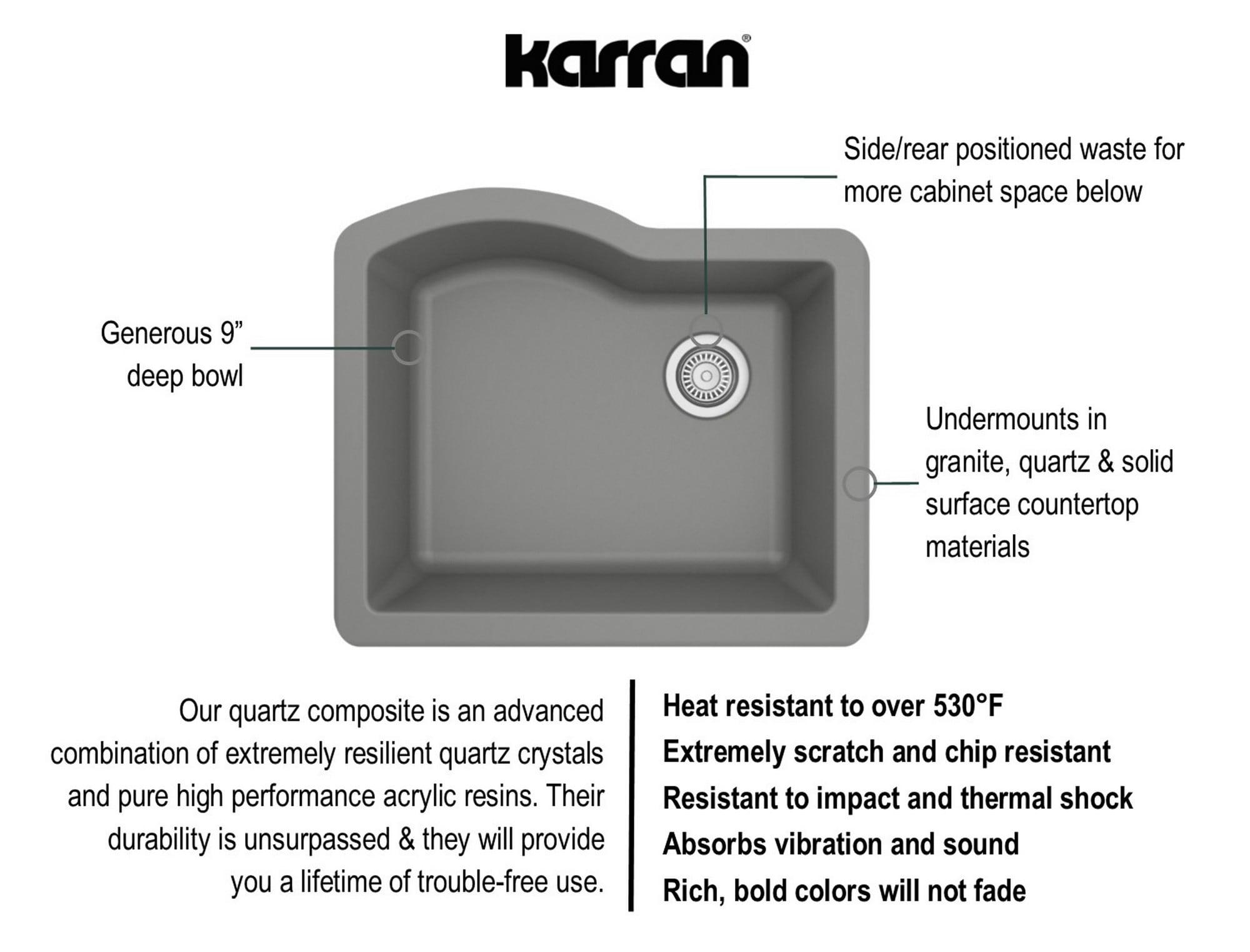 Karran Undermount Quartz Composite 24'' X 20-3/4'' Single Bowl Kitchen Sink